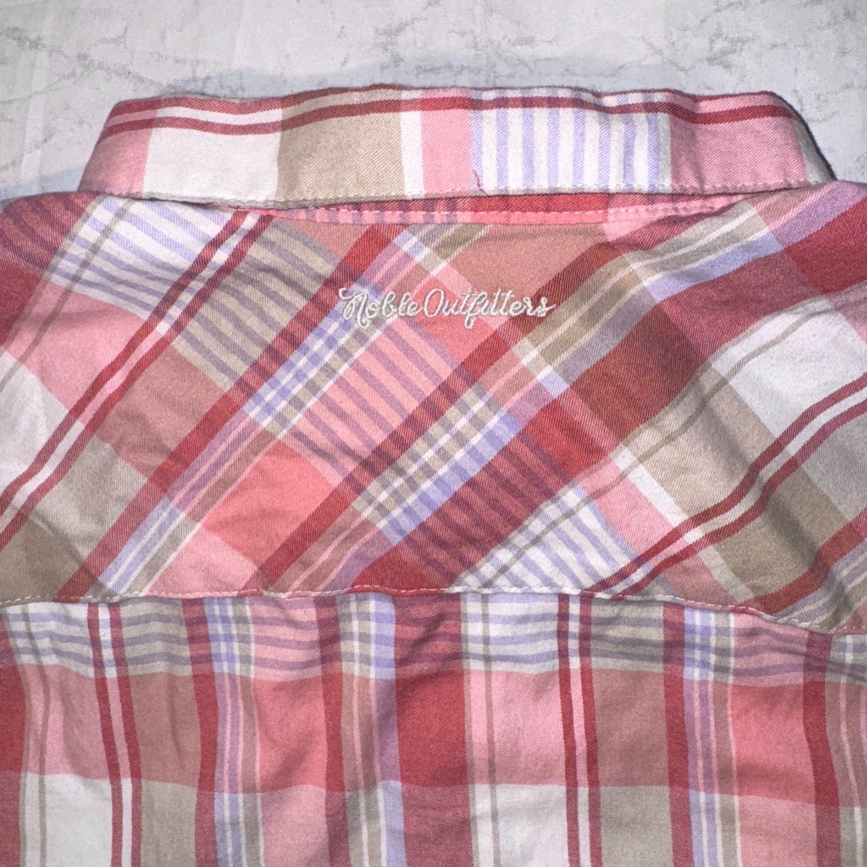 Pinko Noble Outfitters Pink Plaid Short Sleeve Button-Up Shirt 4XL Women Casual All Seasons Easy Care Cotton Plaid Button-Up Women Mens Girls Size XXL / US 16-18 / IT 52-54 - 7 Thumbnail