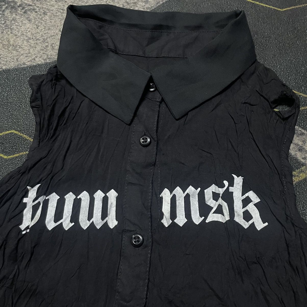 Designer × Japanese Brand 💥Maison Gilfy Button Up Sleveless Shirt Goth/Punk Style Size XS / US 0-2 / IT 36-38 - 3 Thumbnail