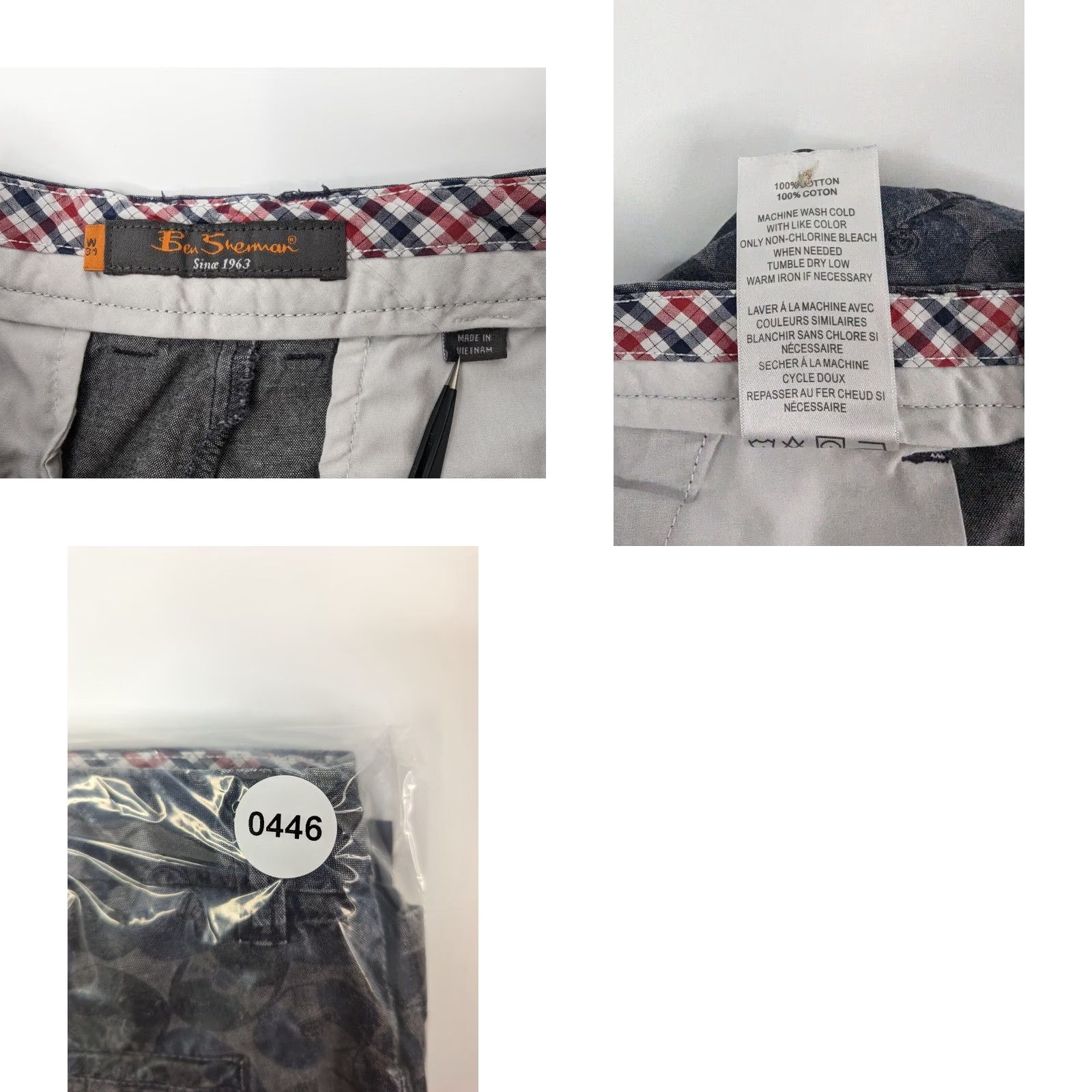 Ben Sherman Ben Sherman Chino Golf Shorts Vinyl Records Print Gray Blue Men 31 Cotton Size US 31 - 8 Thumbnail