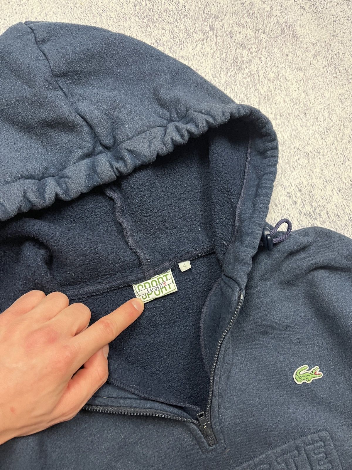 Lacoste × Vintage Vintage Lacoste 1/4 Zip Hoodie Faded Big Logo Y2K Size US S / EU 44-46 / 1 - 10 Thumbnail