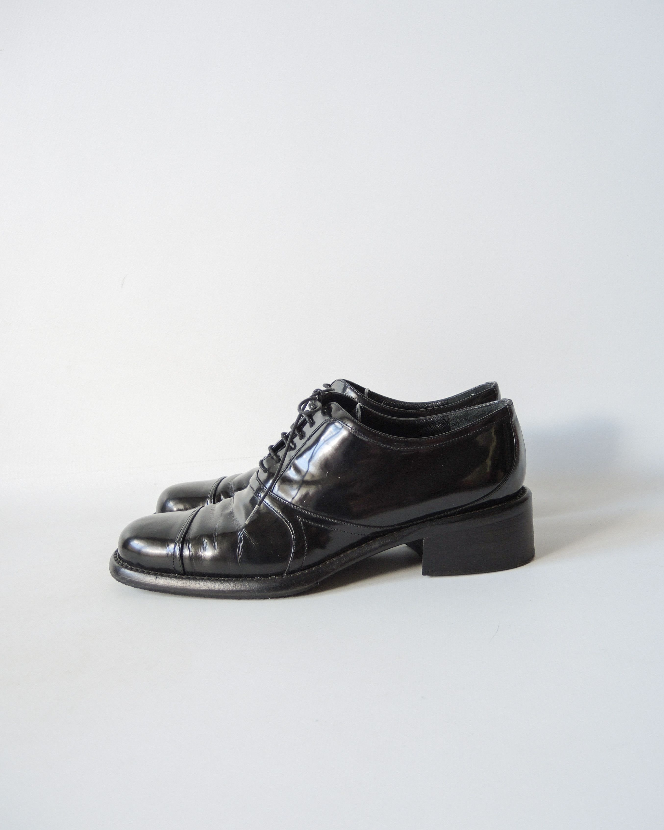 Prada Prada Black Patent Leather Oxford Shoes – Made in Italy Size US 9 / IT 39 - 1 Thumbnail