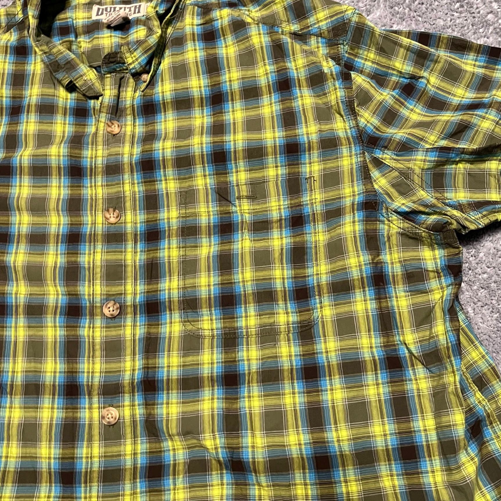 Duluth Trading Company Duluth Trading Shirt Mens XL Trail Hiking BBQ Relaxed Fit Untucked Plaid Green Shirt XL Mens Green Size US XL / EU 56 / 4 - 2 Thumbnail