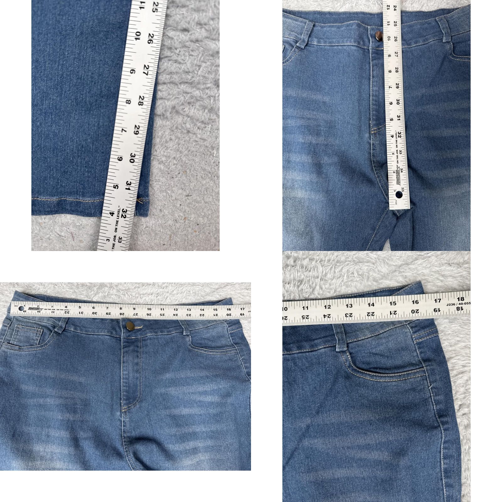 Denime JJC Jeans Womens 1X Blue Denim Bootcut Stretch Mid Rise Classic Casual Pants Jeans Size 40" / US 18 - 8 Thumbnail