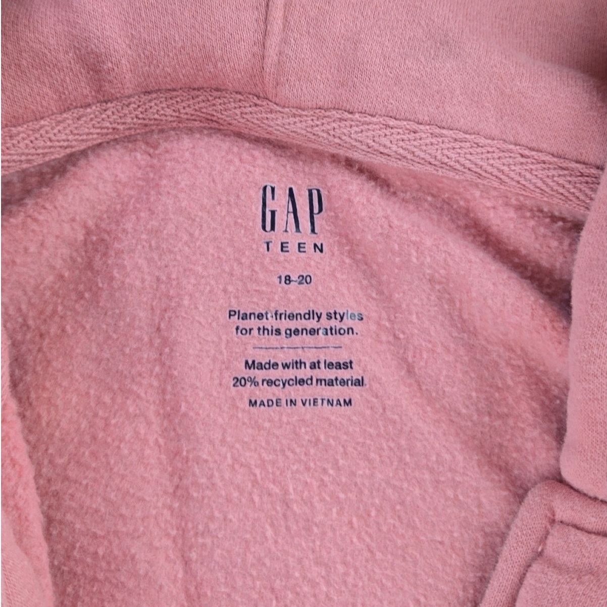 Gap Gap Teen | Rose/Pink Full Zip Hoodie Sweatshirt | Size 18/20 Size XXL / US 16-18 / IT 52-54 - 2 Thumbnail