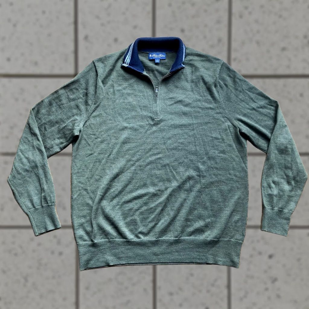 Brooks Brothers Brooks Brothers Sweater Shirt Mens Size L Wool Green 1/4 Zip Mock Neck Knitted Knit Zipper Regular Fit Classic Italian Nature Outdoor Preppy Pullover Size US L / EU 52-54 / 3 - 1 Thumbnail