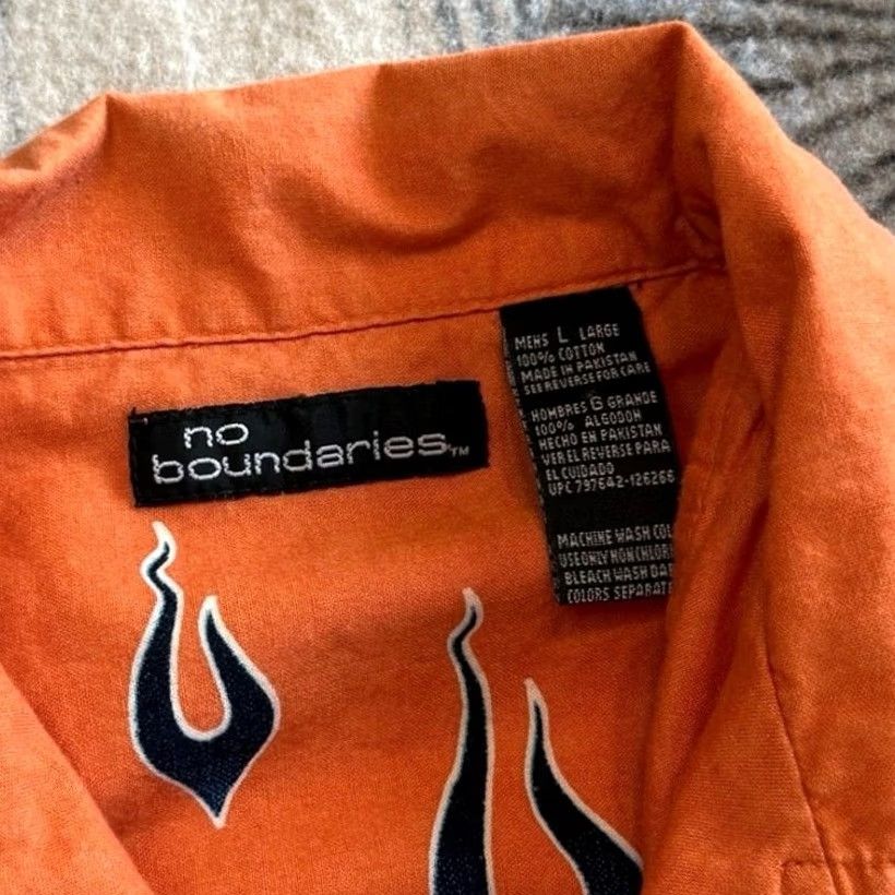 Vintage VINTAGE No Boundaries Shirt Size Large Y2K Grunge Skater Flames Orange Size US L / EU 52-54 / 3 - 3 Thumbnail