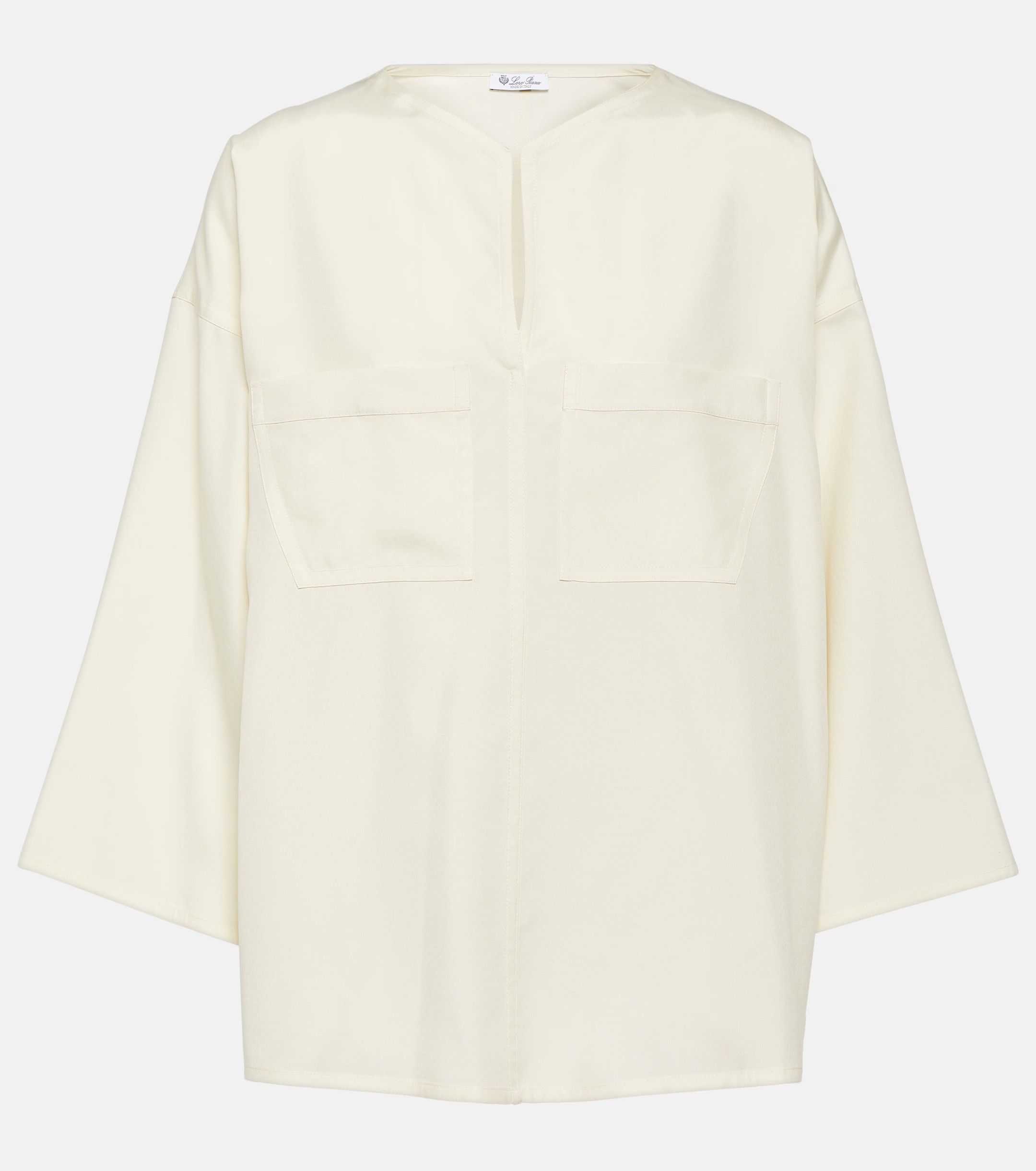 Loro Piana o1srvl11e0824 Mila Popeline Silk Shirt in White Size L / US 10 / IT 46 - 1 Thumbnail