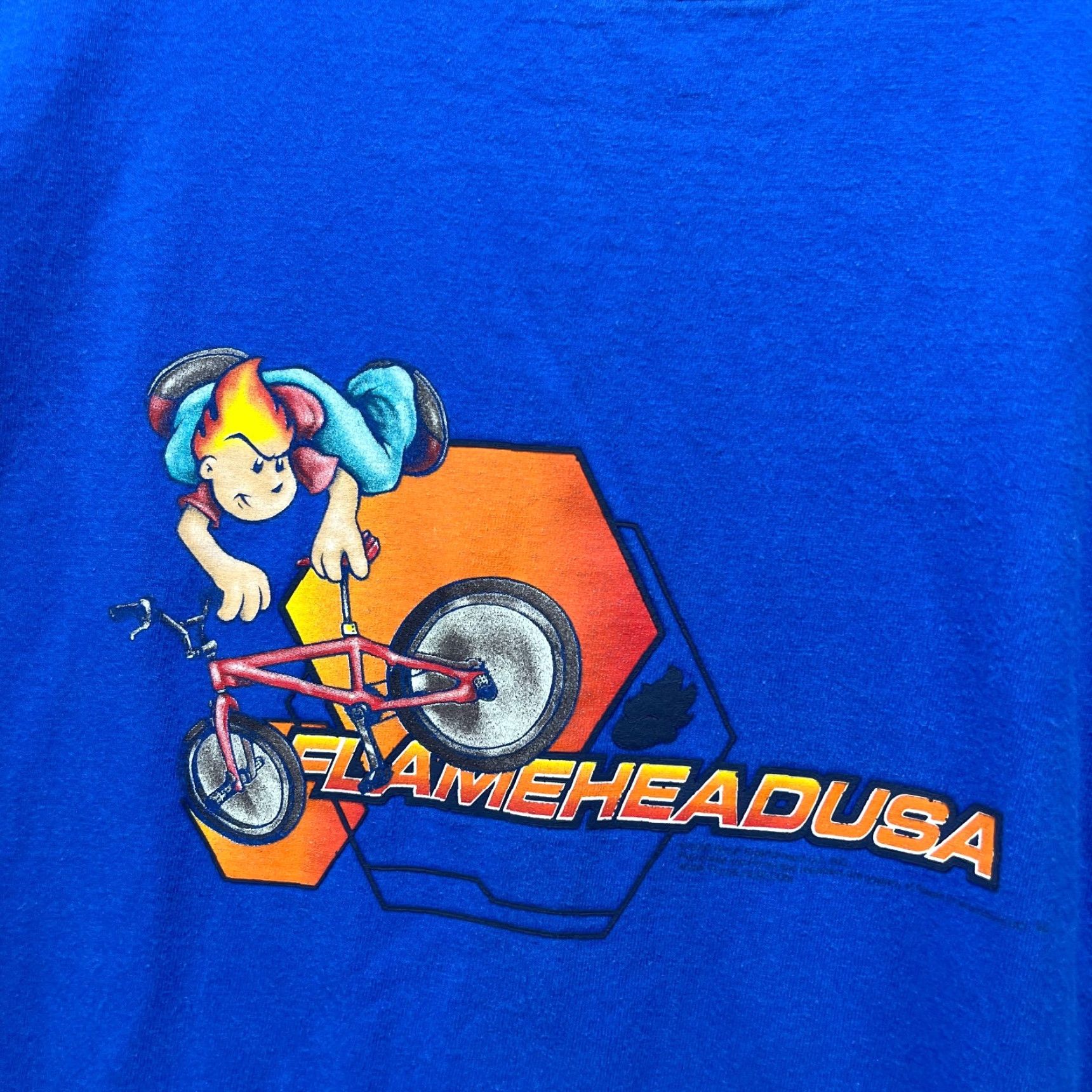 JNCO VINTAGE Flamehead USA BMX Long Sleeve Skater Shirt L Blue Mens Crew Neck 1990s Flames Logo Shirt Size US L / EU 52-54 / 3 - 2 Thumbnail