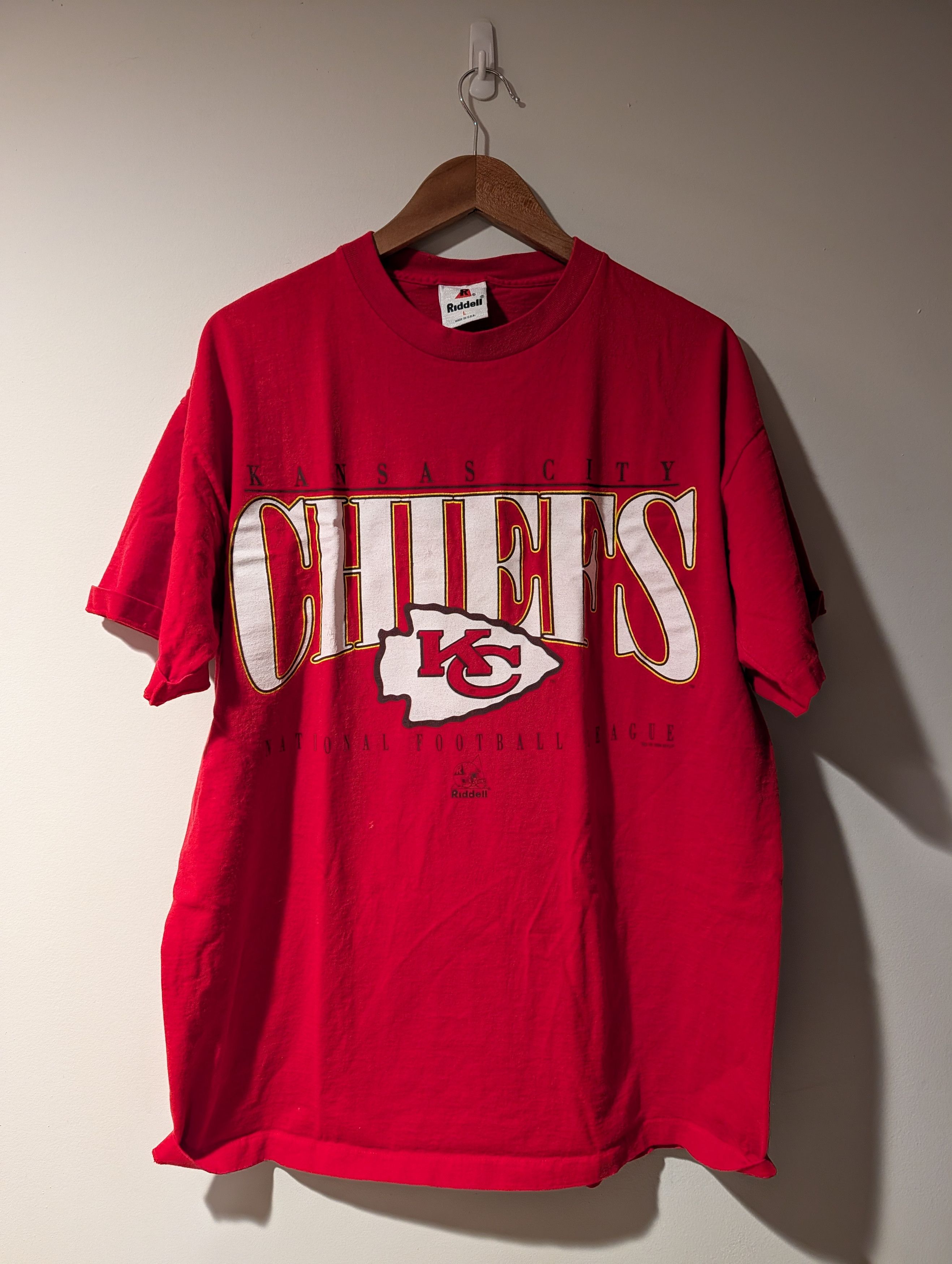 NFL Vtg Riddell 1996 Kansas City Chiefs Single Stitch T-shirt Size US L / EU 52-54 / 3 - 1 Thumbnail