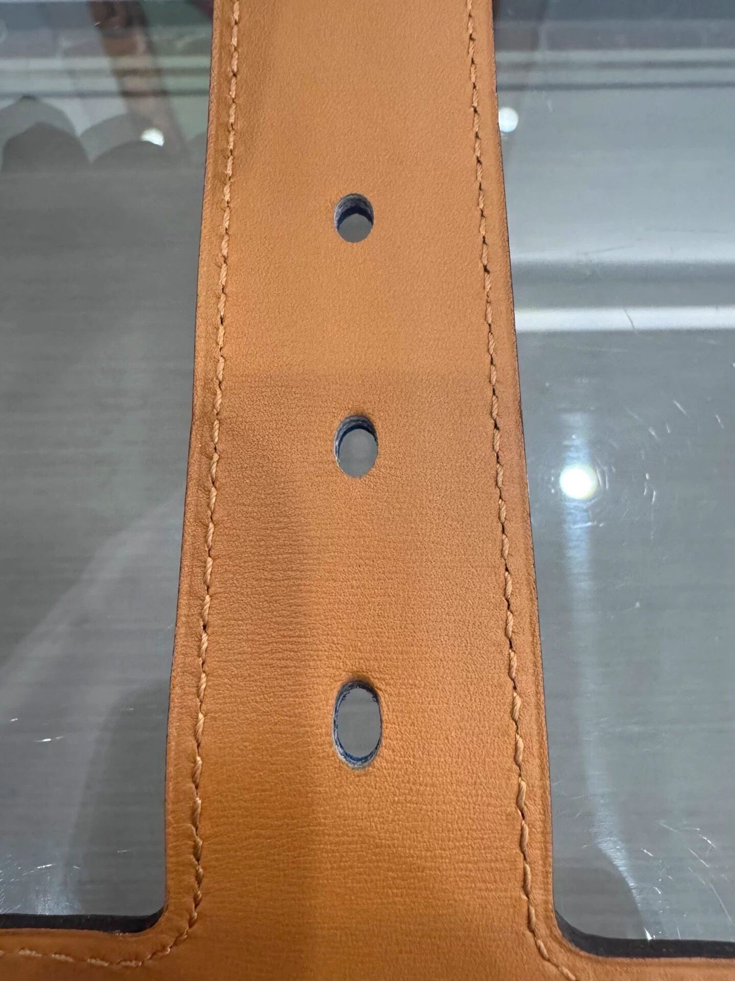 Hermes Hermes 8cm Blue & Brown Silver Embossed Buckle Belt 90cm Size ONE SIZE - 7 Thumbnail