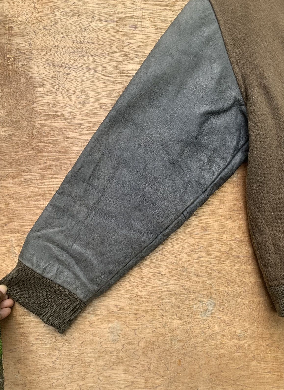 Leather Rare.. Timberland Weathergear Leather Sleeve Varsity Jacket Size US L / EU 52-54 / 3 - 15 Thumbnail