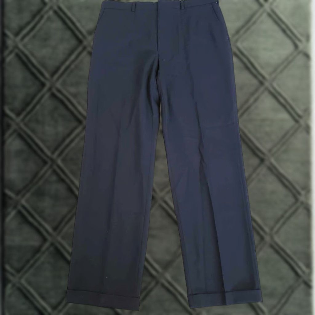 Lands' End VINTAGE Lands' End Pants Dress 100% Wool Blue Mens 37 Reg USA Size US 37 - 1 Thumbnail