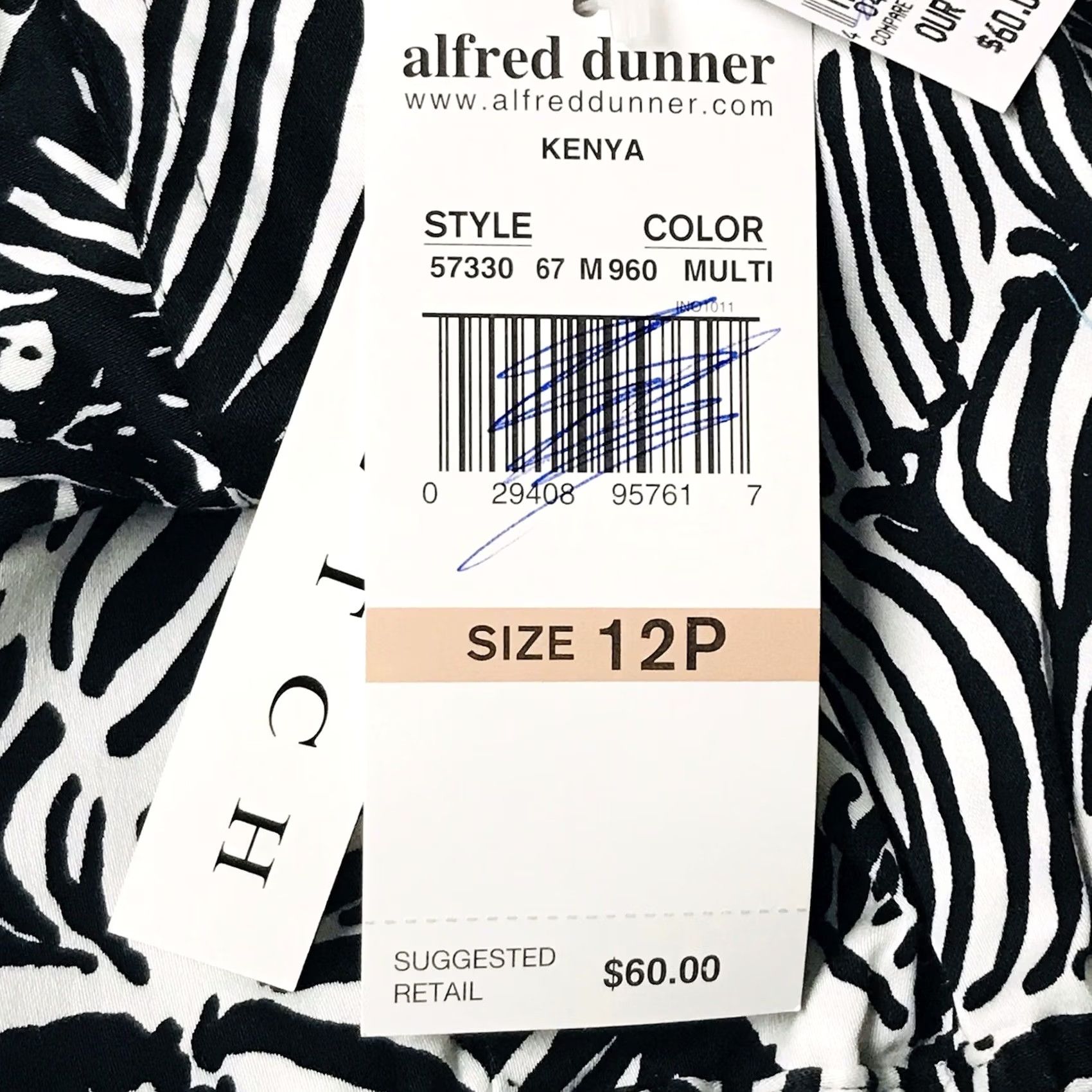 Vintage Alfred Dunner Zebra Kenya Stretch Button-Up Blazer Jacket 12P Petite Black/White Women Jeans? Size XL / US 12-14 / IT 48-50 - 6 Thumbnail