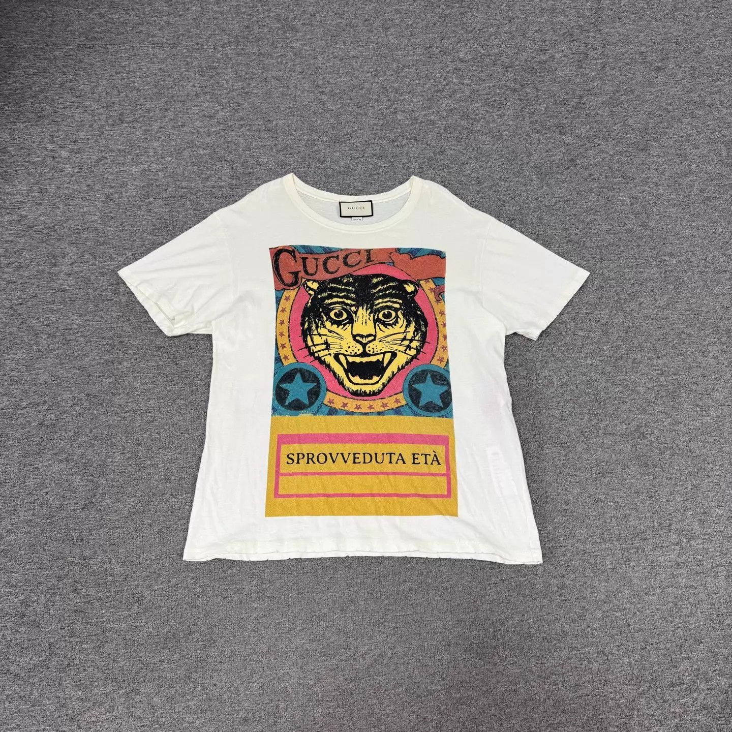 Gucci Gucci Ivory Tiger Head Vintage Poster Print Tee L 95 New Size US L / EU 52-54 / 3 - 1 Thumbnail