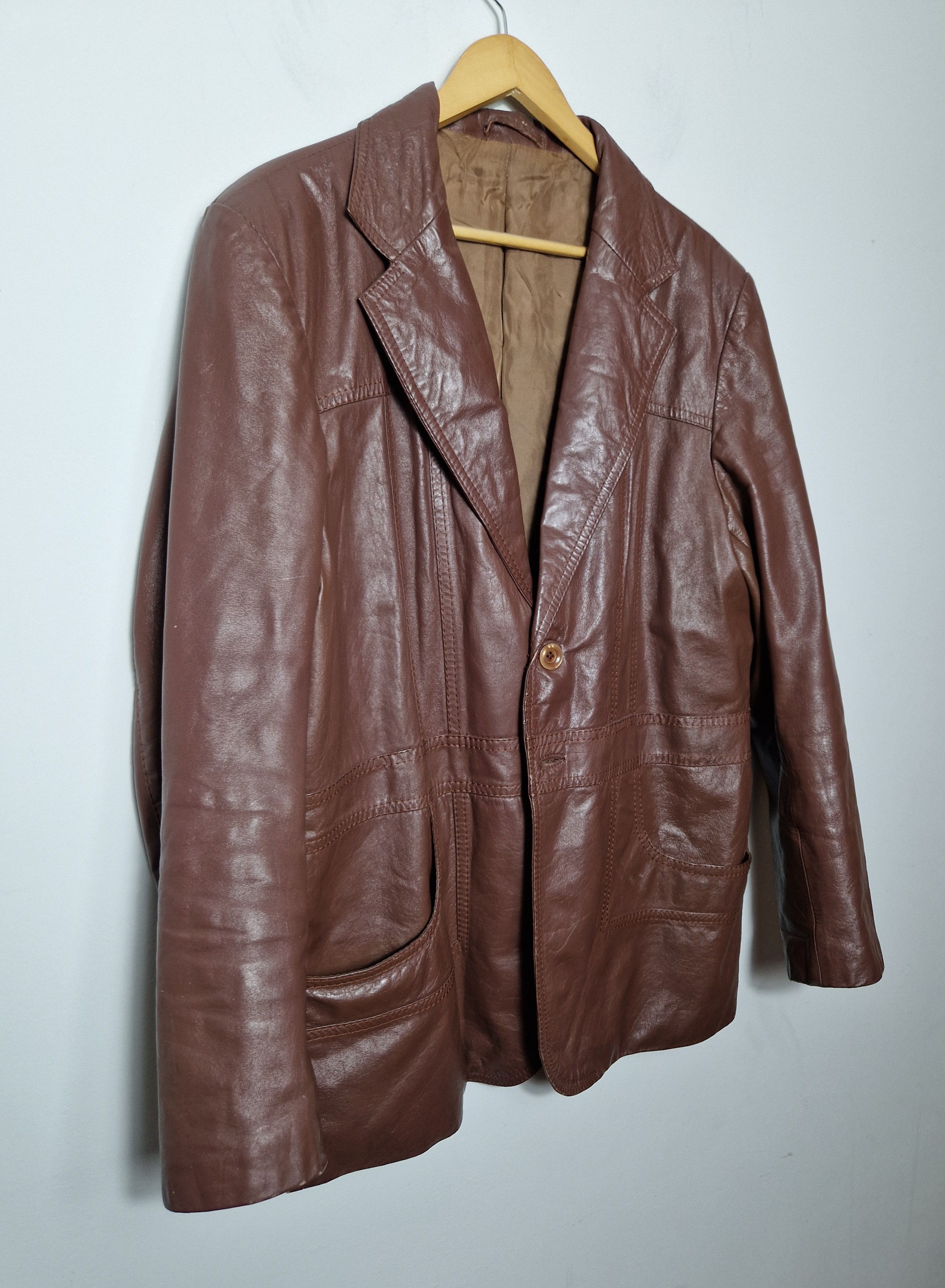 Vintage vintage leather blazer Size US XL / EU 56 / 4 - 2 Thumbnail