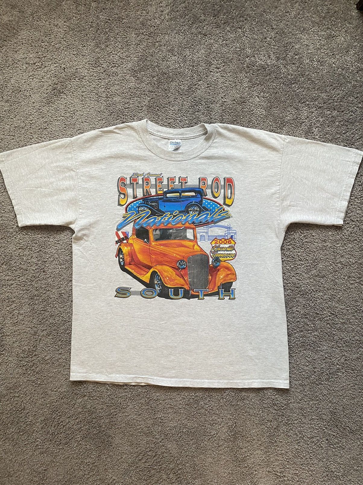 NASCAR × Vintage Vintage Hot Rod Tee Shirt Size US XL / EU 56 / 4 - 1 Thumbnail