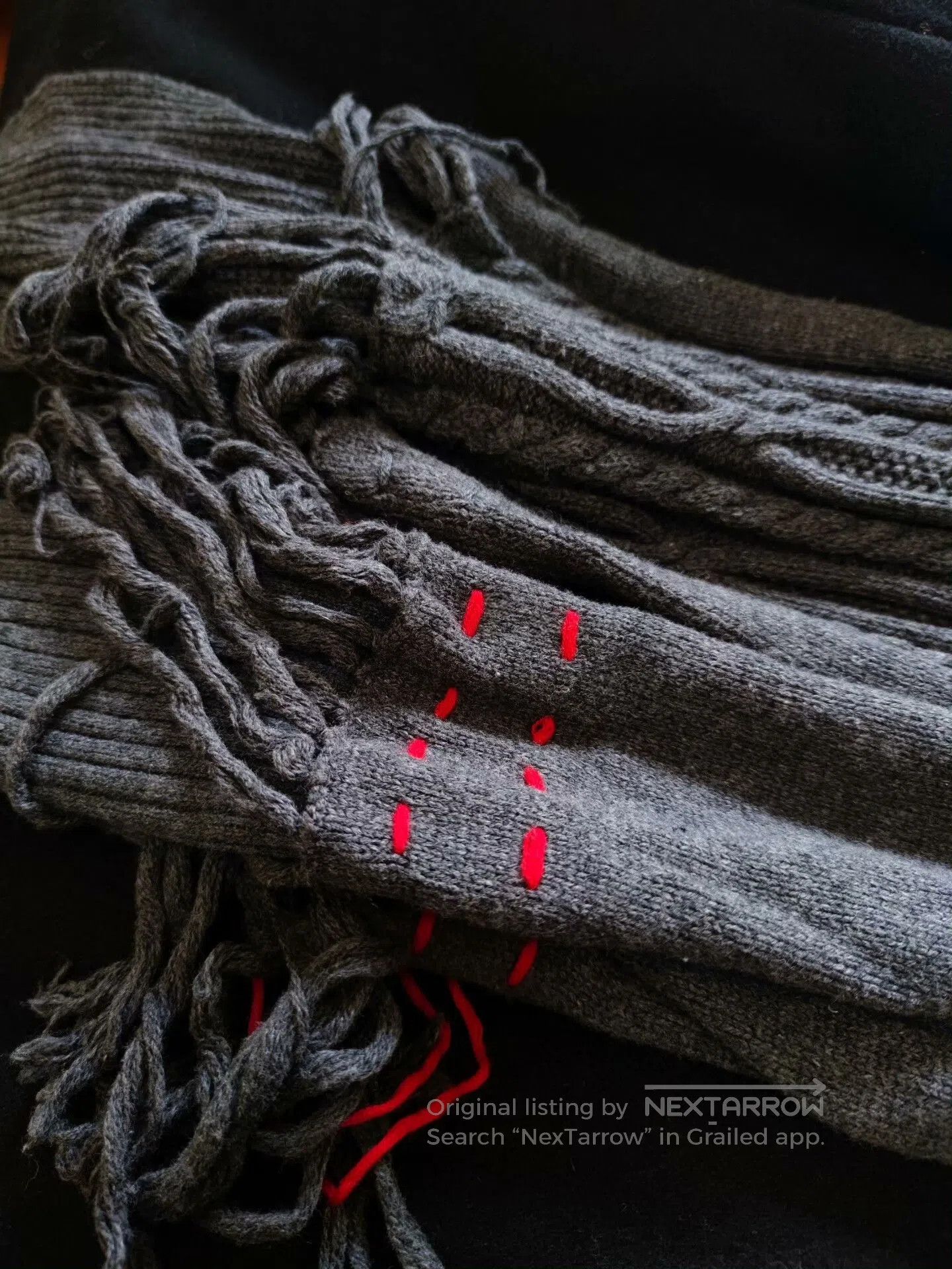 Other Thick Gray Wool Blend Scarf. Size ONE SIZE - 6 Thumbnail