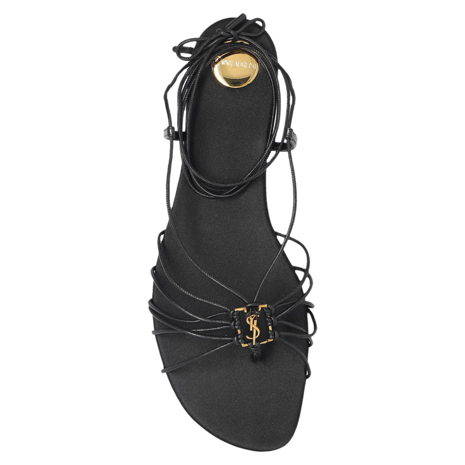 SAINT LAURENT Babylone Black Leather Sandals New And Authent
