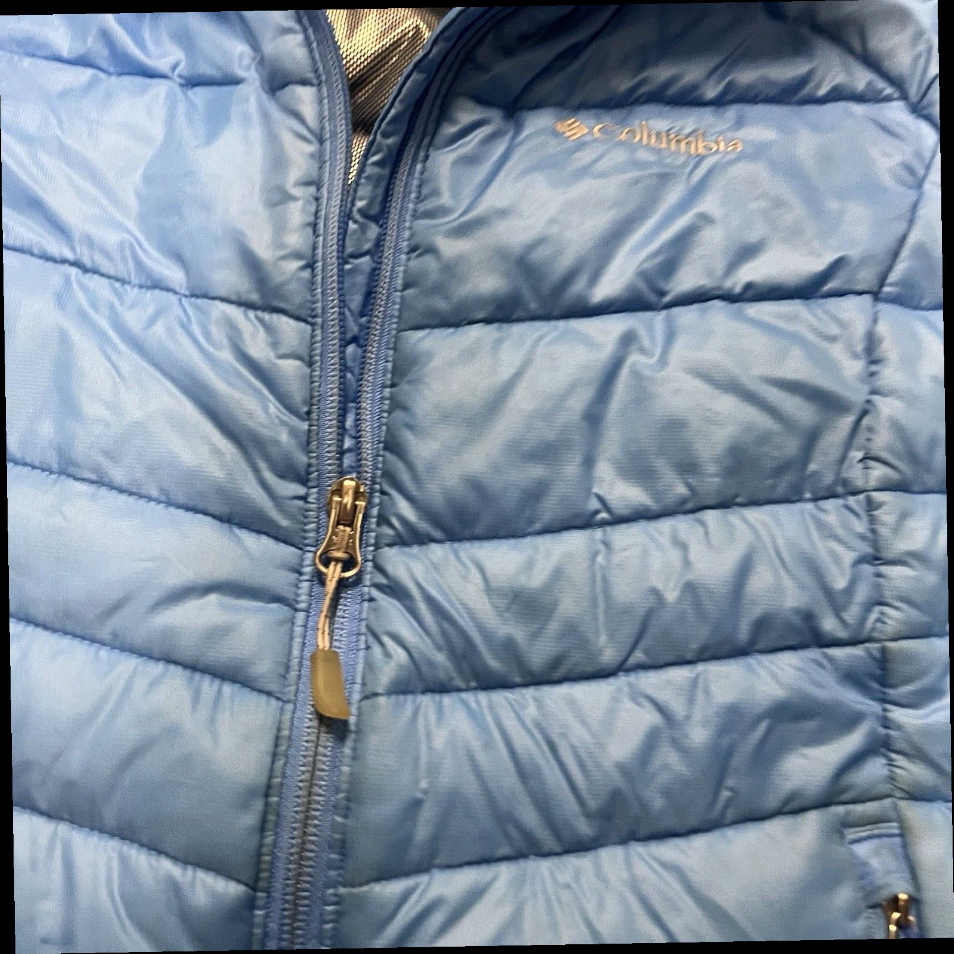 Vintage Columbia Jacket Women’s Larg Blue Full Zip Logo Omni Heat Turbo Down Puffer Coat Size L / US 10 / IT 46 - 6 Thumbnail