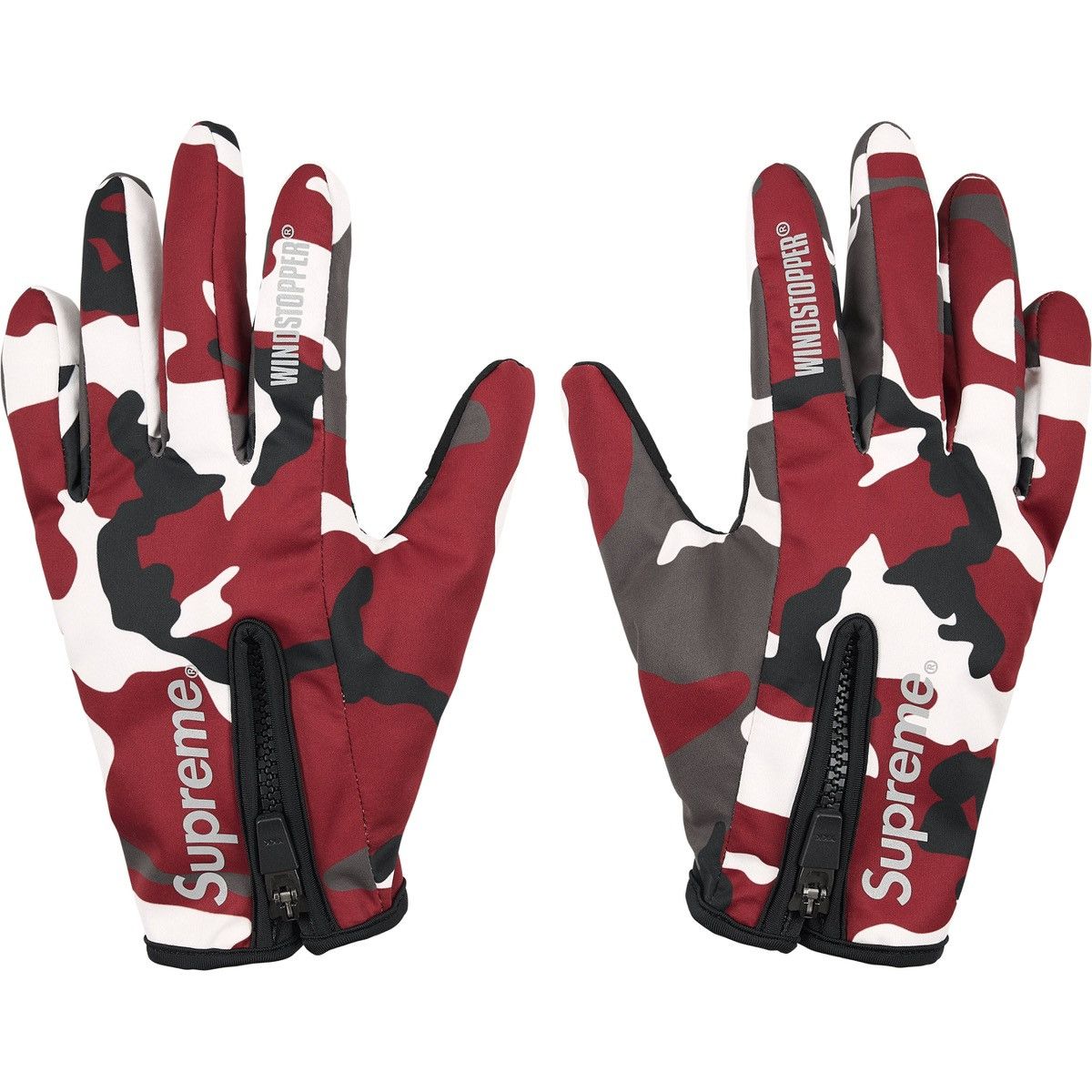 Supreme x Windstopper Winter Gloves Sz M - Red Camo