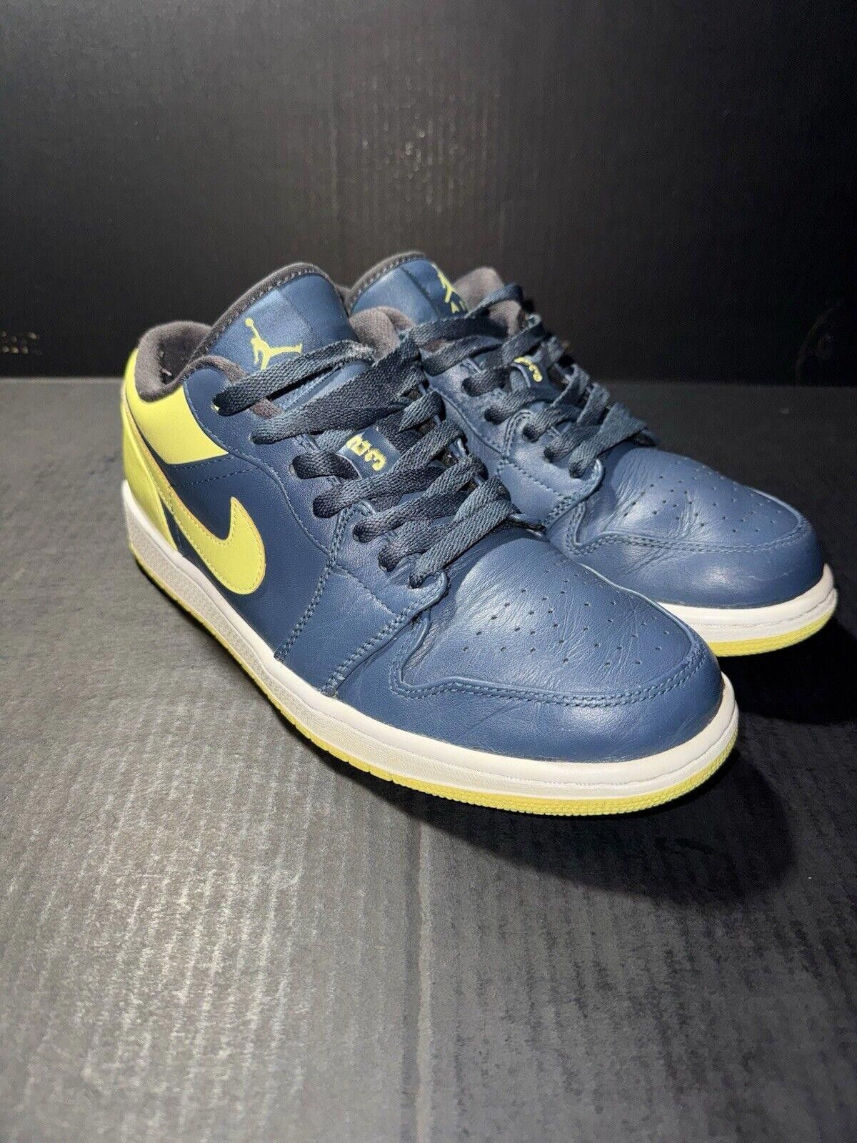 Jordan Brand Nike Air Jordan 1 Low Blue Electric Yellow 553558-417 Sz 9 Size US 9 / EU 42 - 2 Thumbnail