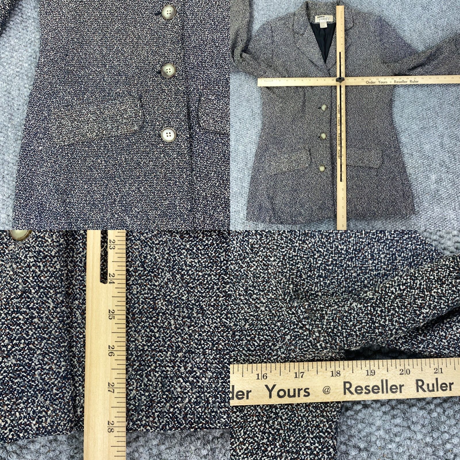 Vintage VINTAGE Newport News Blazer Womens Size 6 Gray Black & White Speckled Knit Jacket, Classic, 6, Gray, Blazer, Womens Size M / US 6-8 / IT 42-44 - 8 Thumbnail