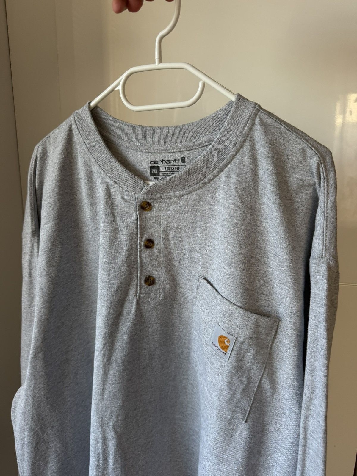 Carhartt ‼️Carhartt Box Logo Basic Oversize Long Sleeve Tee dril‼️ Size US XXL / EU 58 / 5 - 3 Thumbnail