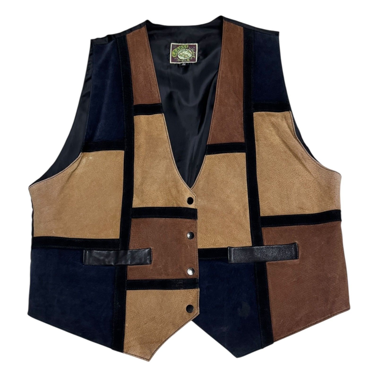 Vintage VINTAGE LEARSI Genuine Leather 90s Patchwork Casual Vest 2X Size XXL / US 16-18 / IT 52-54 - 1 Thumbnail