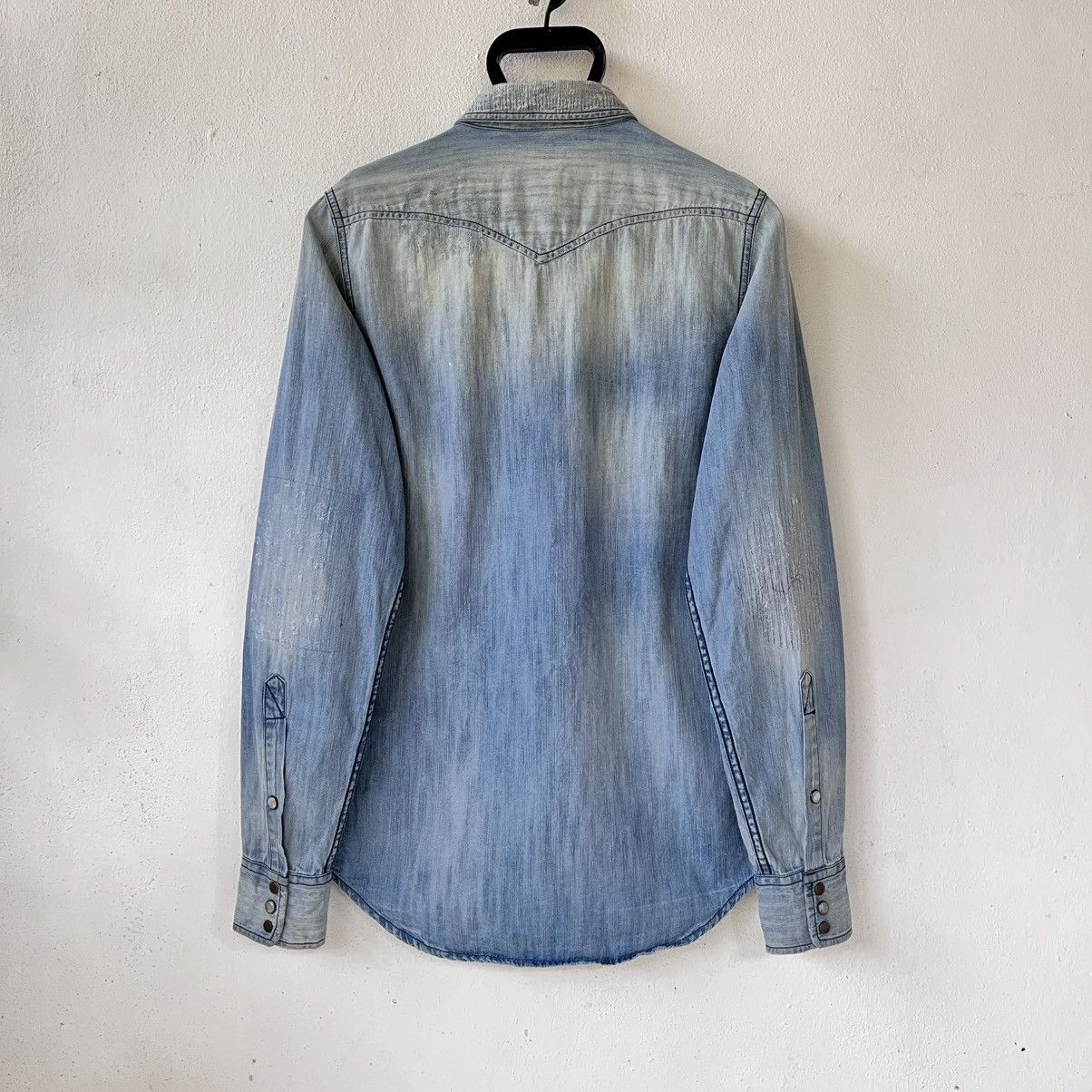 Diesel Diesel Distressed Western Denim Shirt Light Wash Size XS / US 0-2 / IT 36-38 - 3 Thumbnail