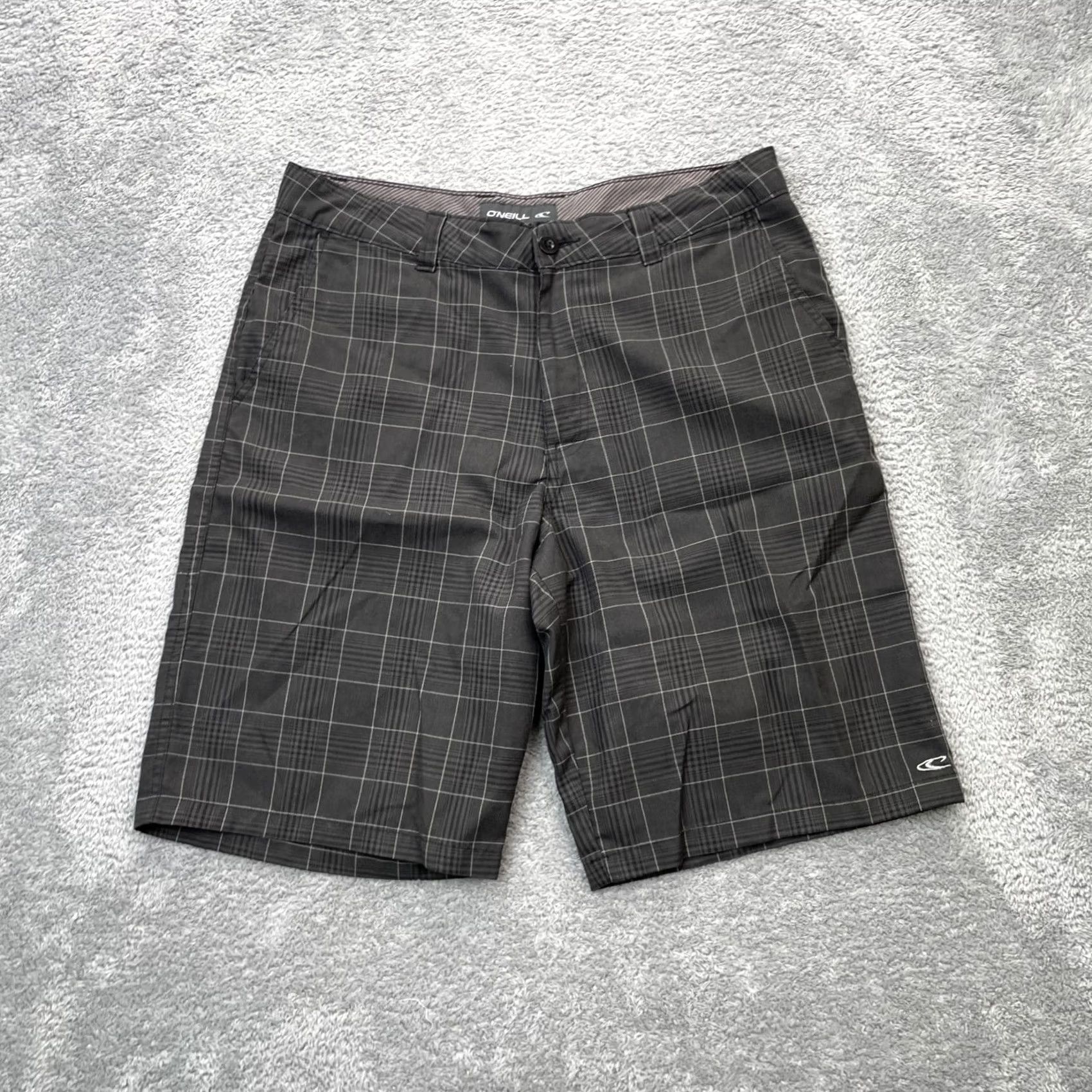 O'Neill VINTAGE O'Neill Shorts Men 34 Gray Chino Windowpane Plaid Viscose Surf Skate y2k Size US 34 / EU 50 - 2 Thumbnail