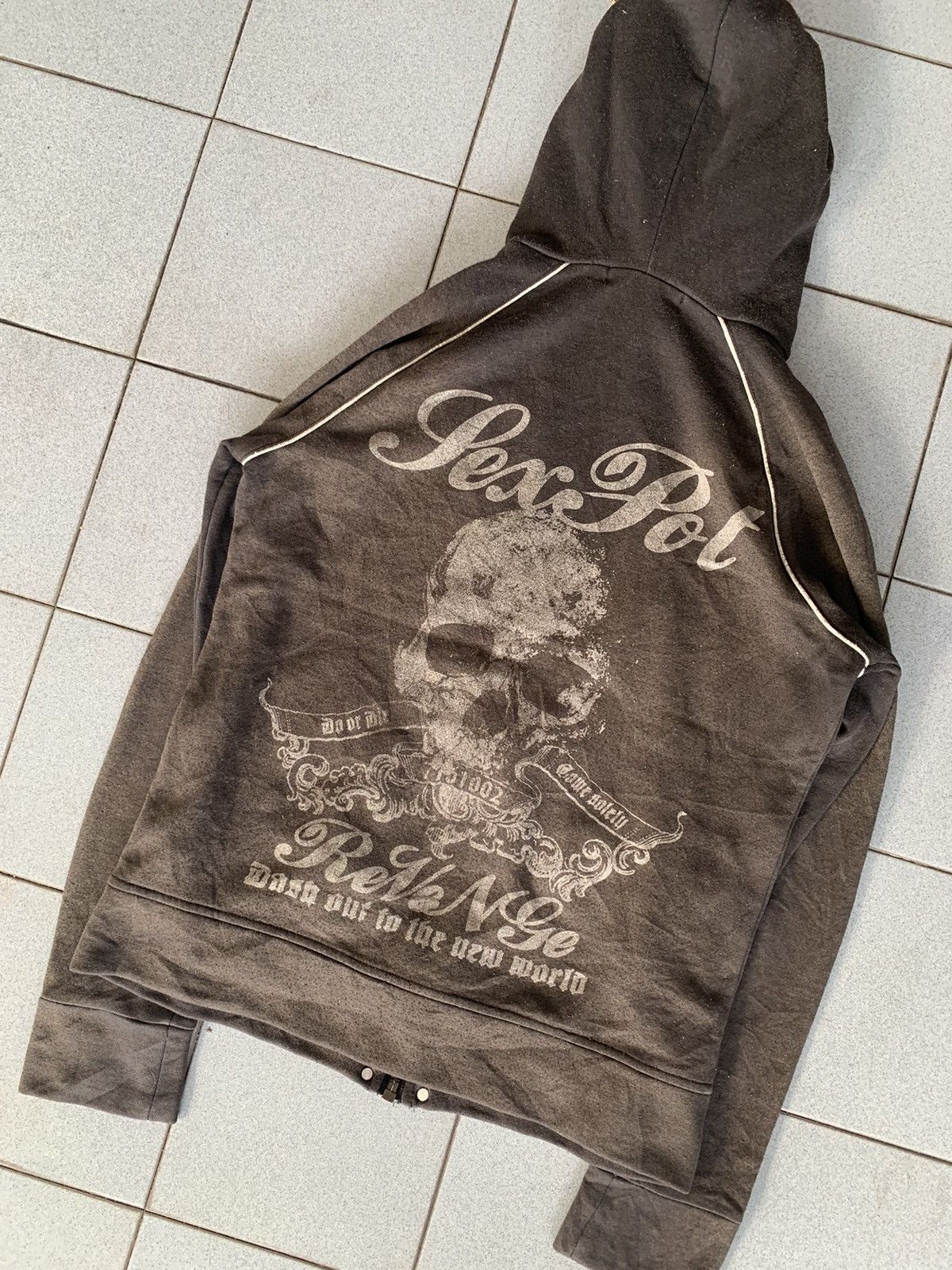 If Six Was Nine Sex Pot Revenge Punk Leather Hooded Patches Zipper Jacket Size US L / EU 52-54 / 3 - 11 Thumbnail