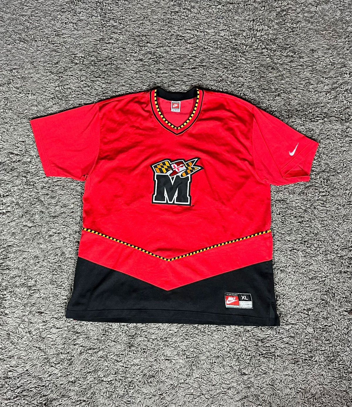 Nike × Vintage RARE Vintage Nike Maryland Basketball Warm Up Jersey Baggy Size US XL / EU 56 / 4 - 1 Thumbnail
