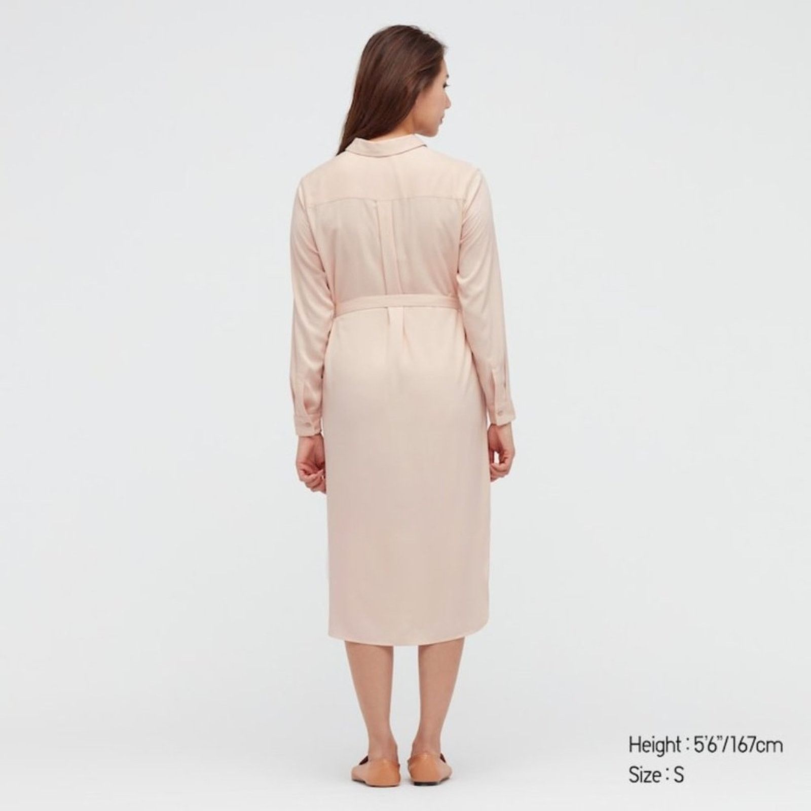Uniqlo Uniqlo Pink Rayon Long-Sleeve Shirt Dress Size S / US 4 / IT 40 - 4 Thumbnail
