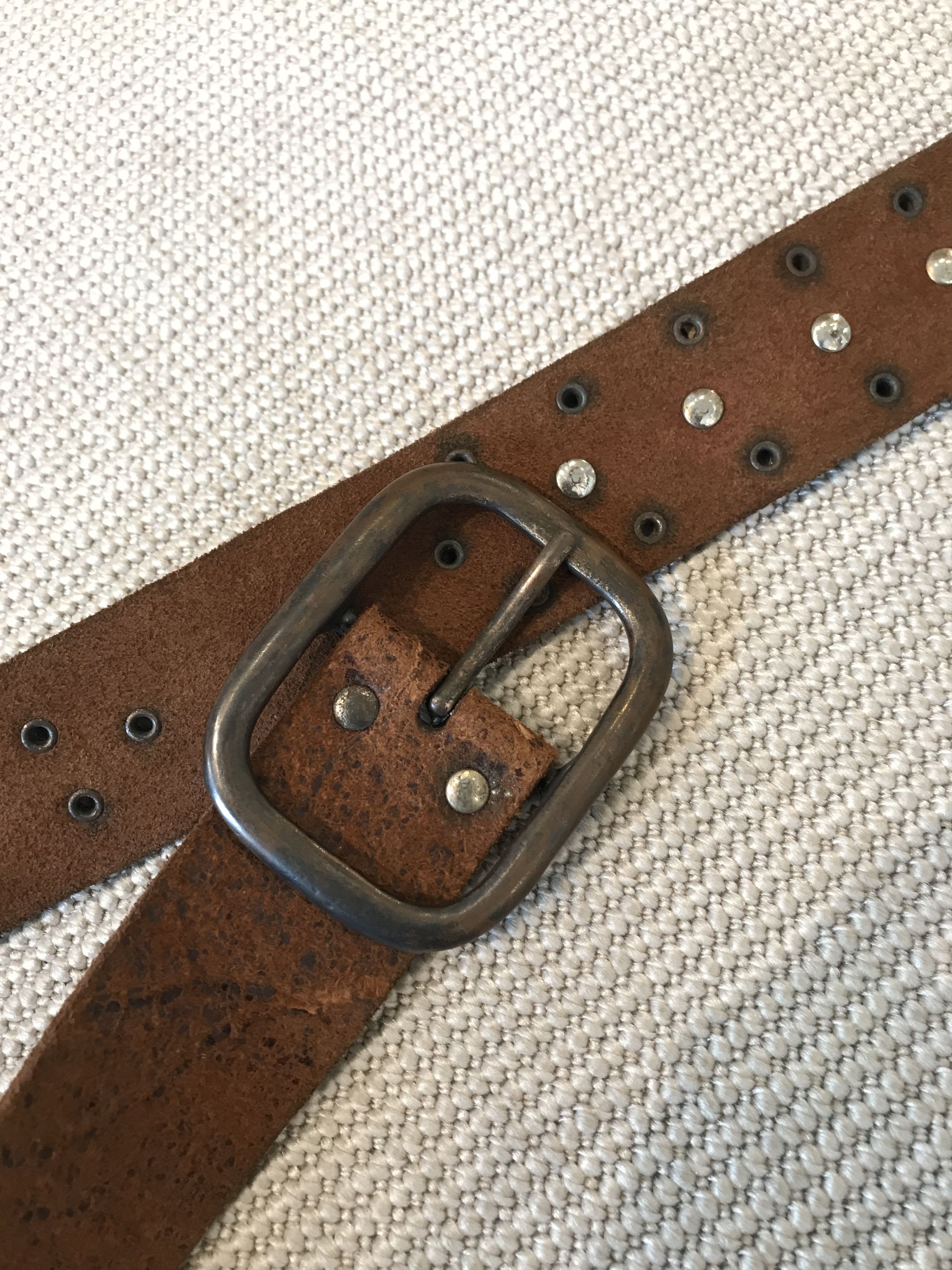 Hollywood Trading Company Vintage Studded leather belt Size 38 - 9 Thumbnail