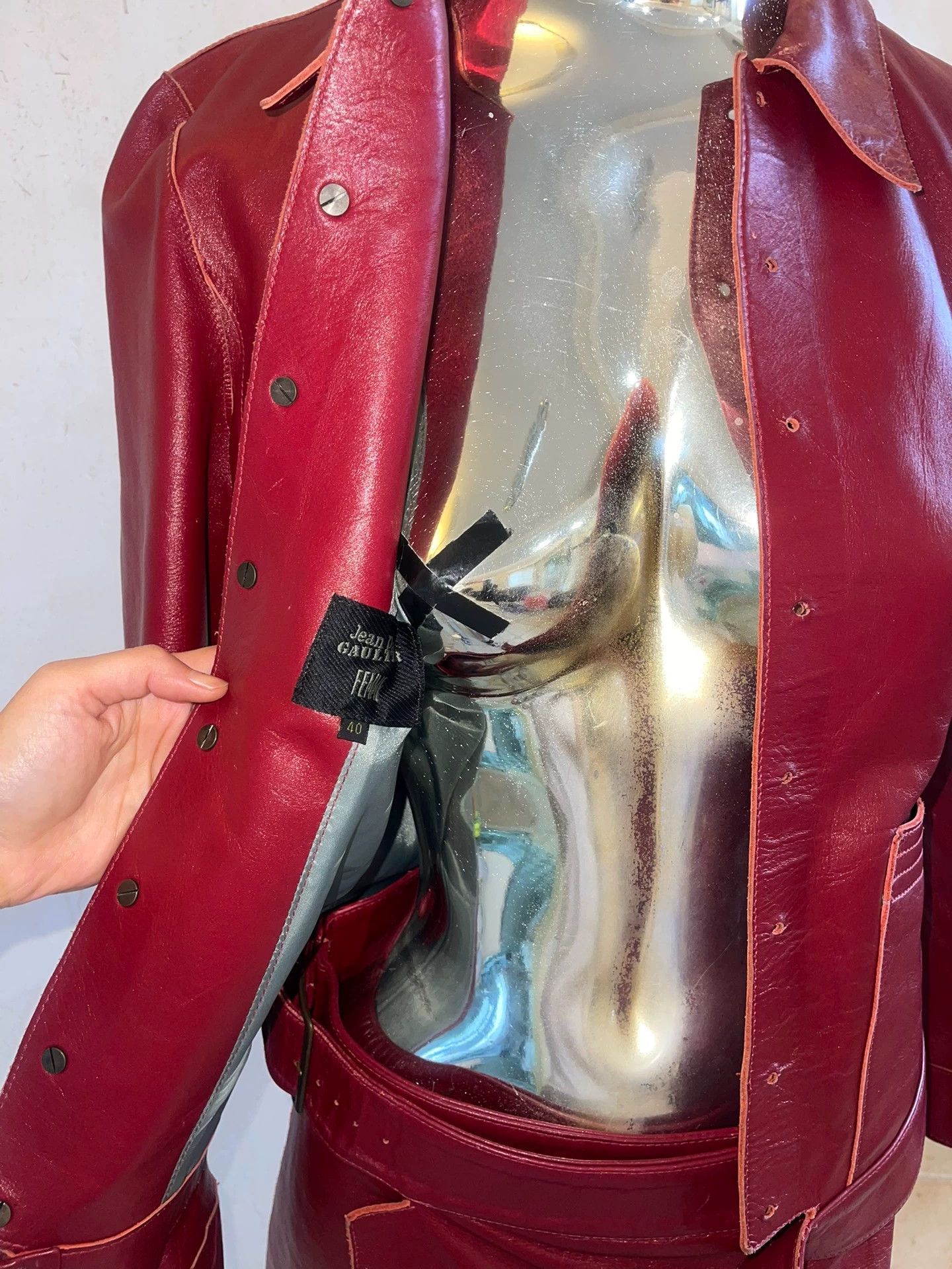 Jean Paul Gaultier JPG Femme Fatale Vintage Leather Skirt Suit Size 40 Size S / US 4 / IT 40 - 4 Thumbnail