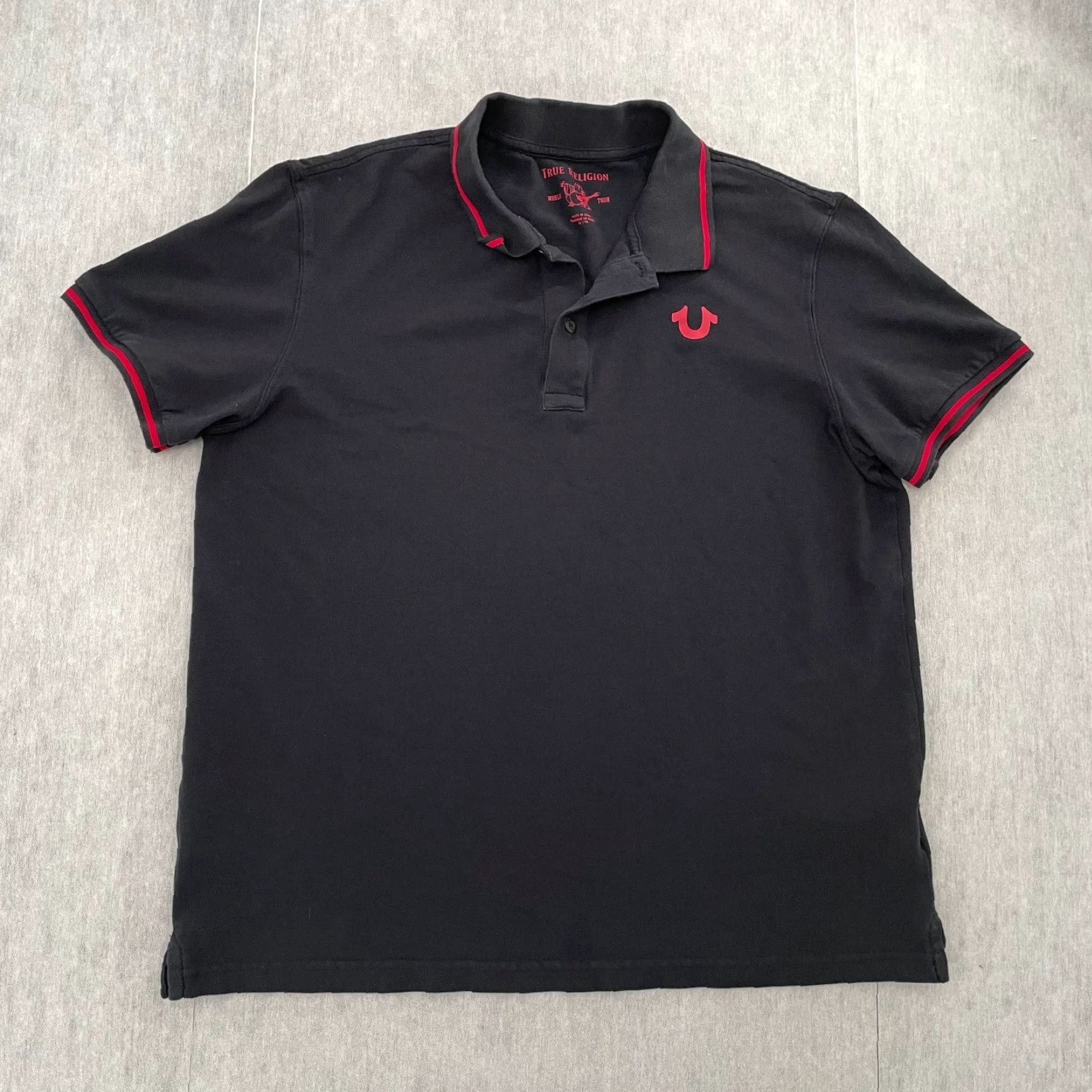 True Religion VINTAGE True Religion Polo Shirt Men XL Short Sleeve Black Logo Contrasting Trim 90s Classic Size US XL / EU 56 / 4 - 2 Thumbnail