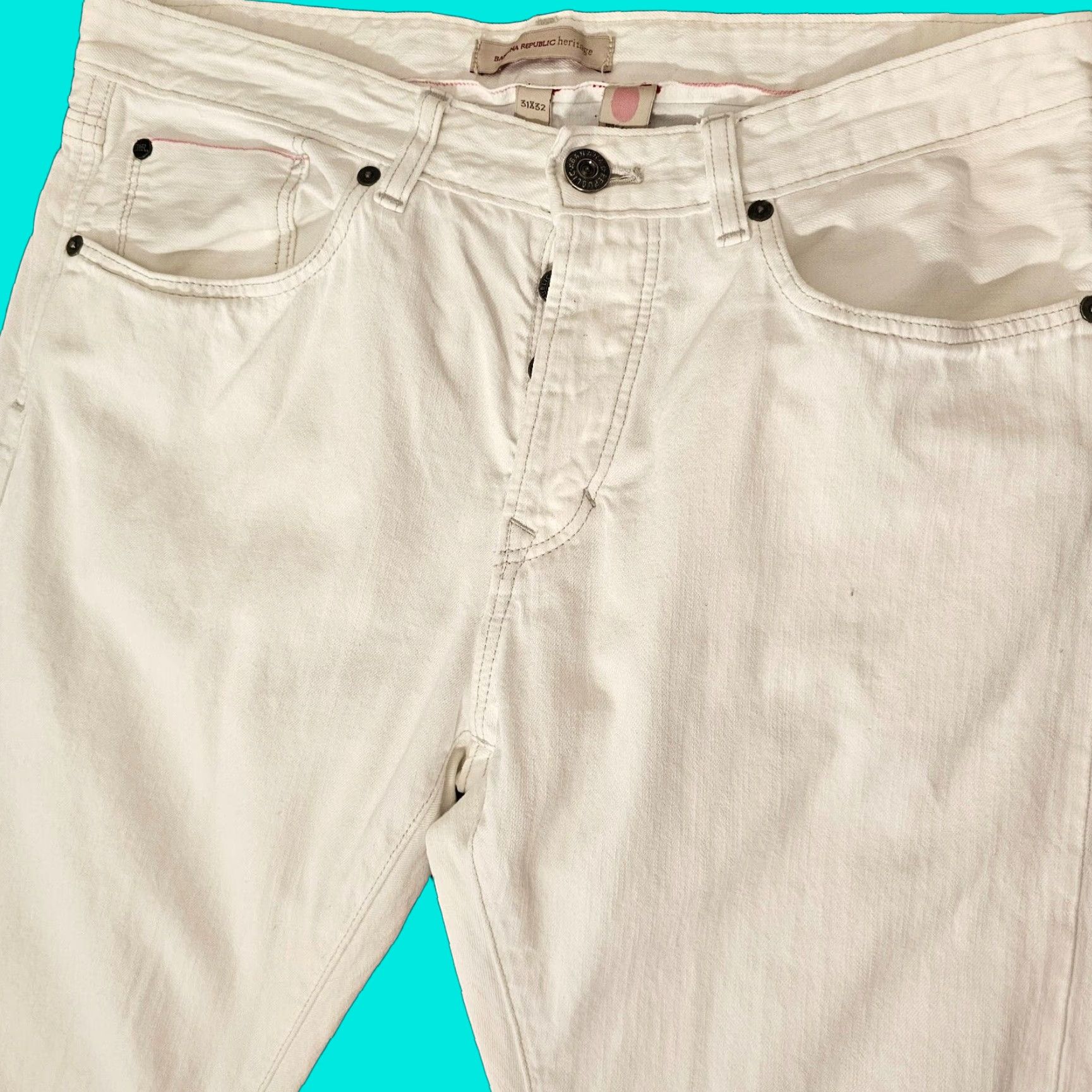 Banana Republic VINTAGE Banana Republic Straight Leg Jeans Men's 31 x 32 Heritage White Size US 31 - 1 Thumbnail
