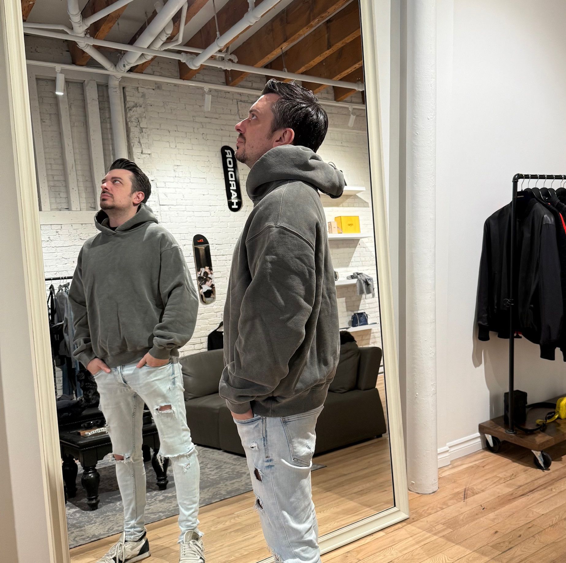 Yeezy Yeezy Season 6 Grey Green Oversized Core Hoodie Size US M / EU 48-50 / 2 - 7 Thumbnail
