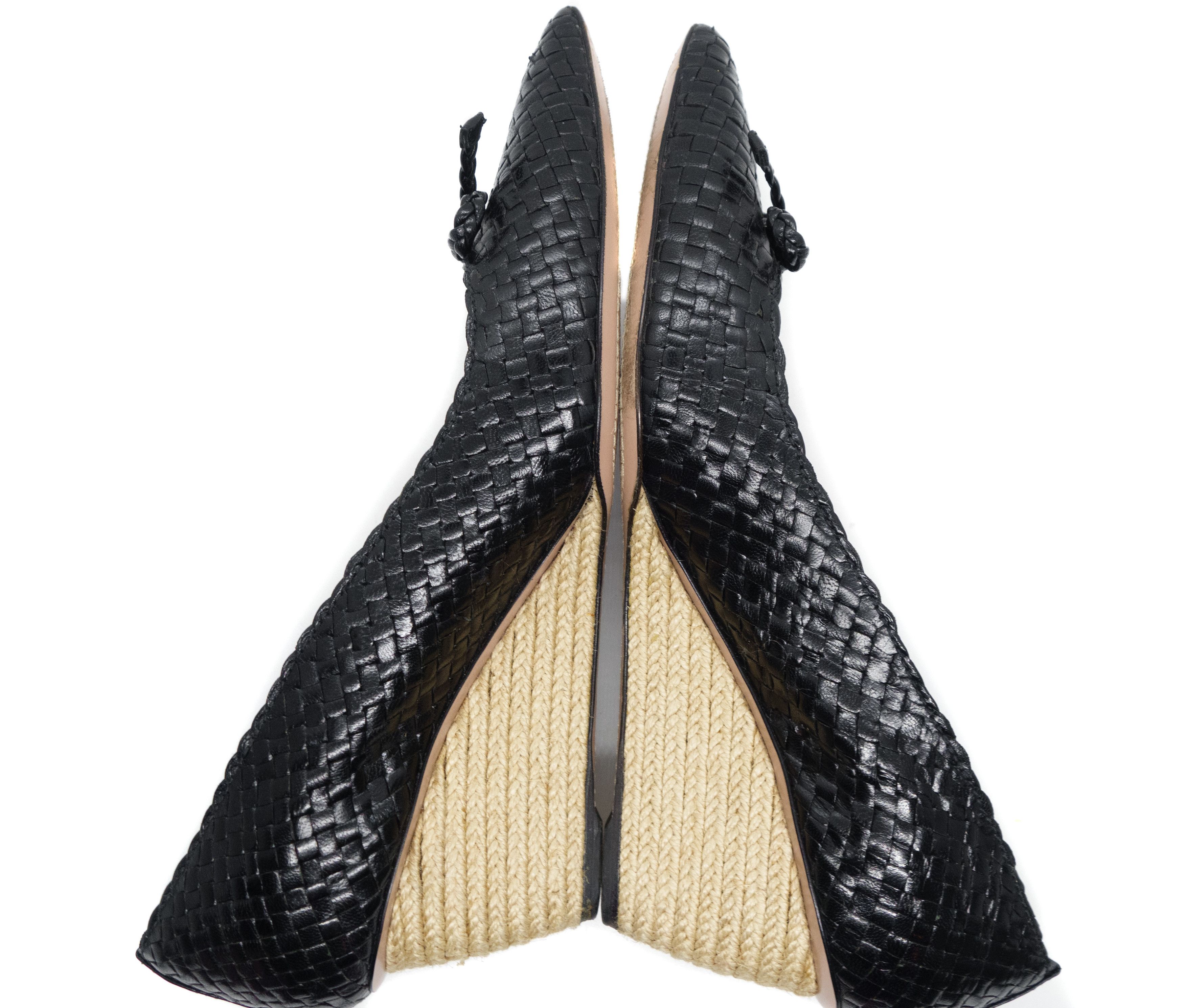Prada Woven Leather Bow Espadrille Wedge Pumps Vintage Y2K Size US 10.5 / IT 40.5 - 5 Thumbnail