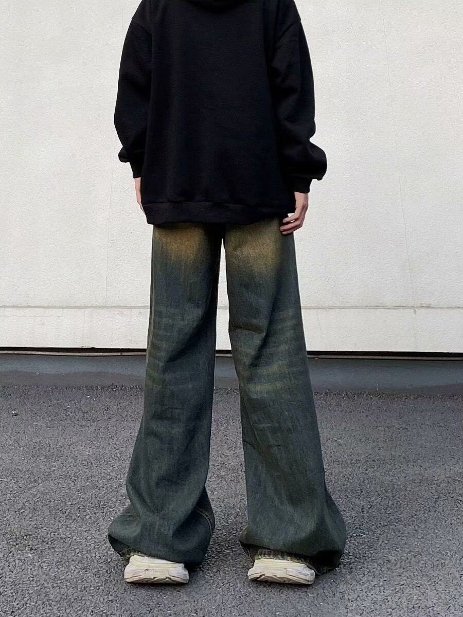 Japanese Brand Washed men's vintage high street workwear flared blue jeans Size US 32 / EU 48 - 4 Thumbnail