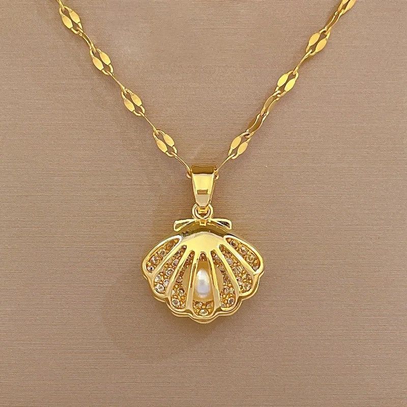 Jewelry Vintage Hollow Shell Pearl Necklace Size ONE SIZE - 5 Thumbnail