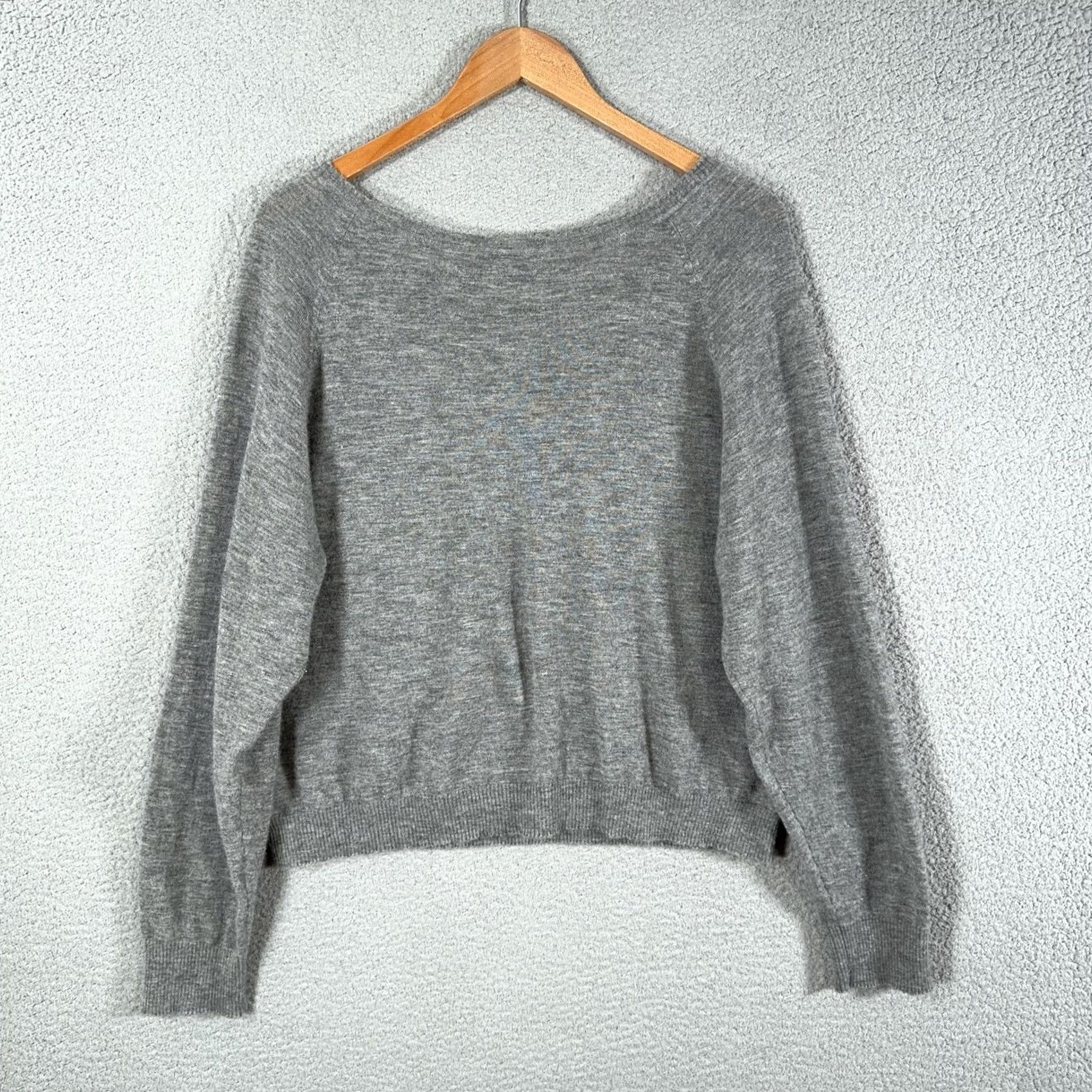 Vince Vince Sweater Women Large 100% Cashmere Gray Scoop Neck Raglan Pullover Size L / US 10 / IT 46 - 4 Thumbnail