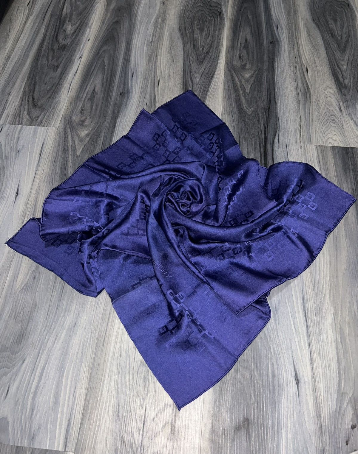 Givenchy Vintage Givenchy G logo Blue Silk Scarf w COA Size ONE SIZE - 1 Thumbnail