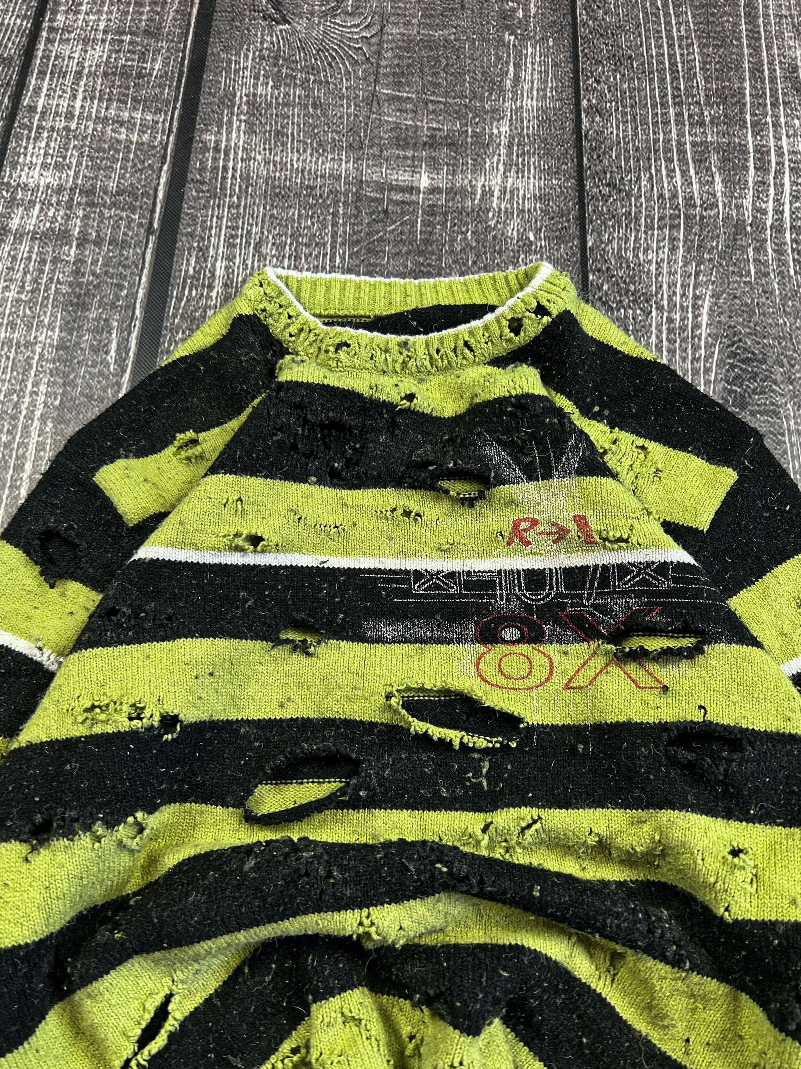 Japanese Brand Y2K Distressed Striped Grunge Knit Sweater Punk Archive Size US M / EU 48-50 / 2 - 3 Thumbnail