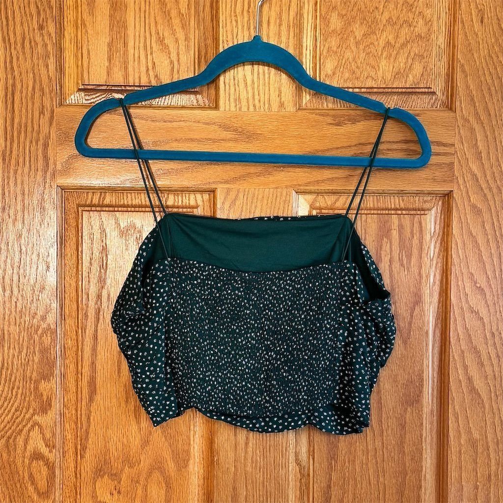 Other NWT La Hearts Women's M Green Floral Cropped Tank Top Spagh Size M / US 6-8 / IT 42-44 - 2 Thumbnail