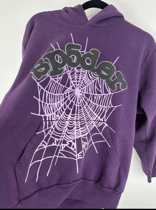 Spider Worldwide Sp5der grape rhinestone hoodie | Grailed