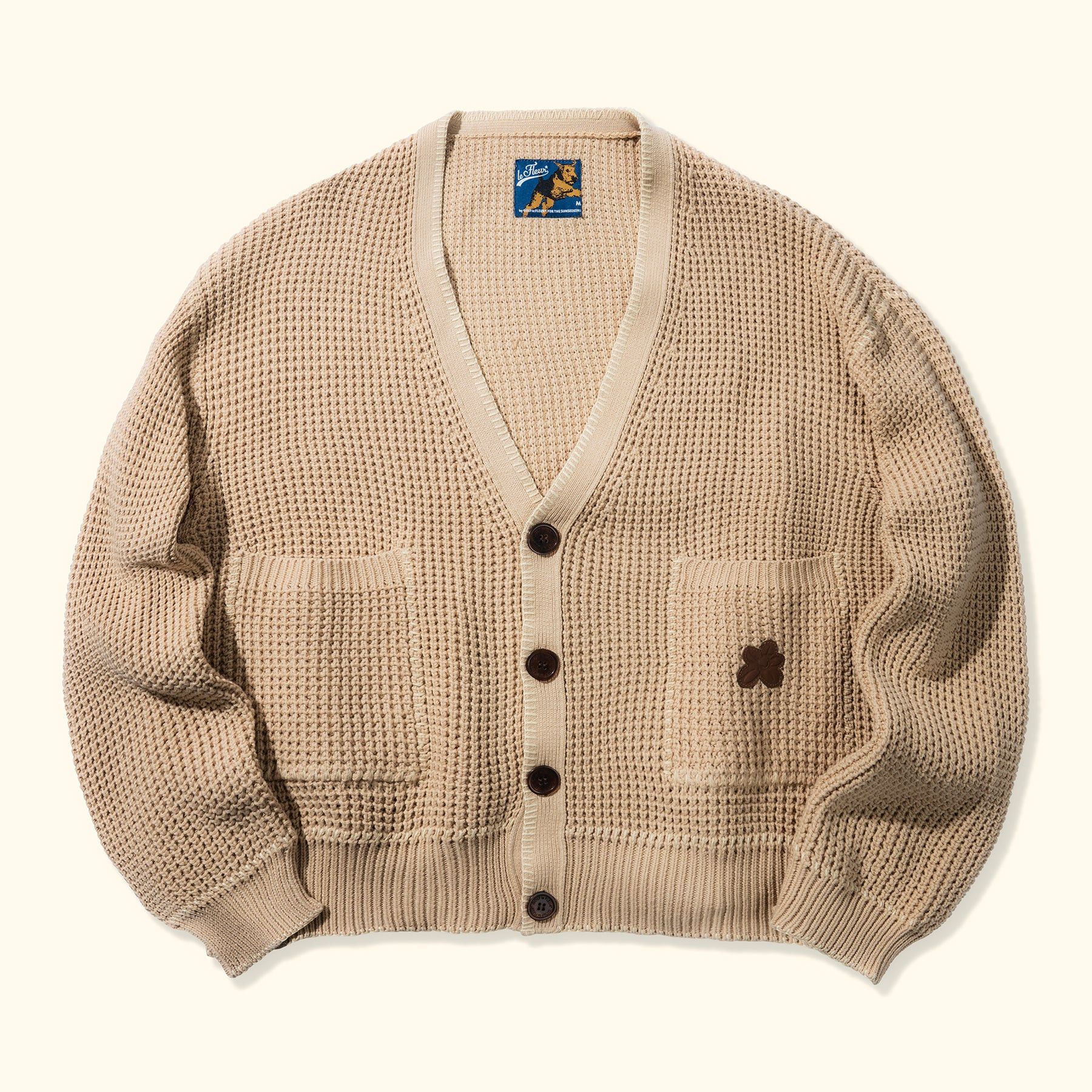 Golf le Fleur × Lacoste Golf Le Fleur Lacoste Cream Knit Cardigan