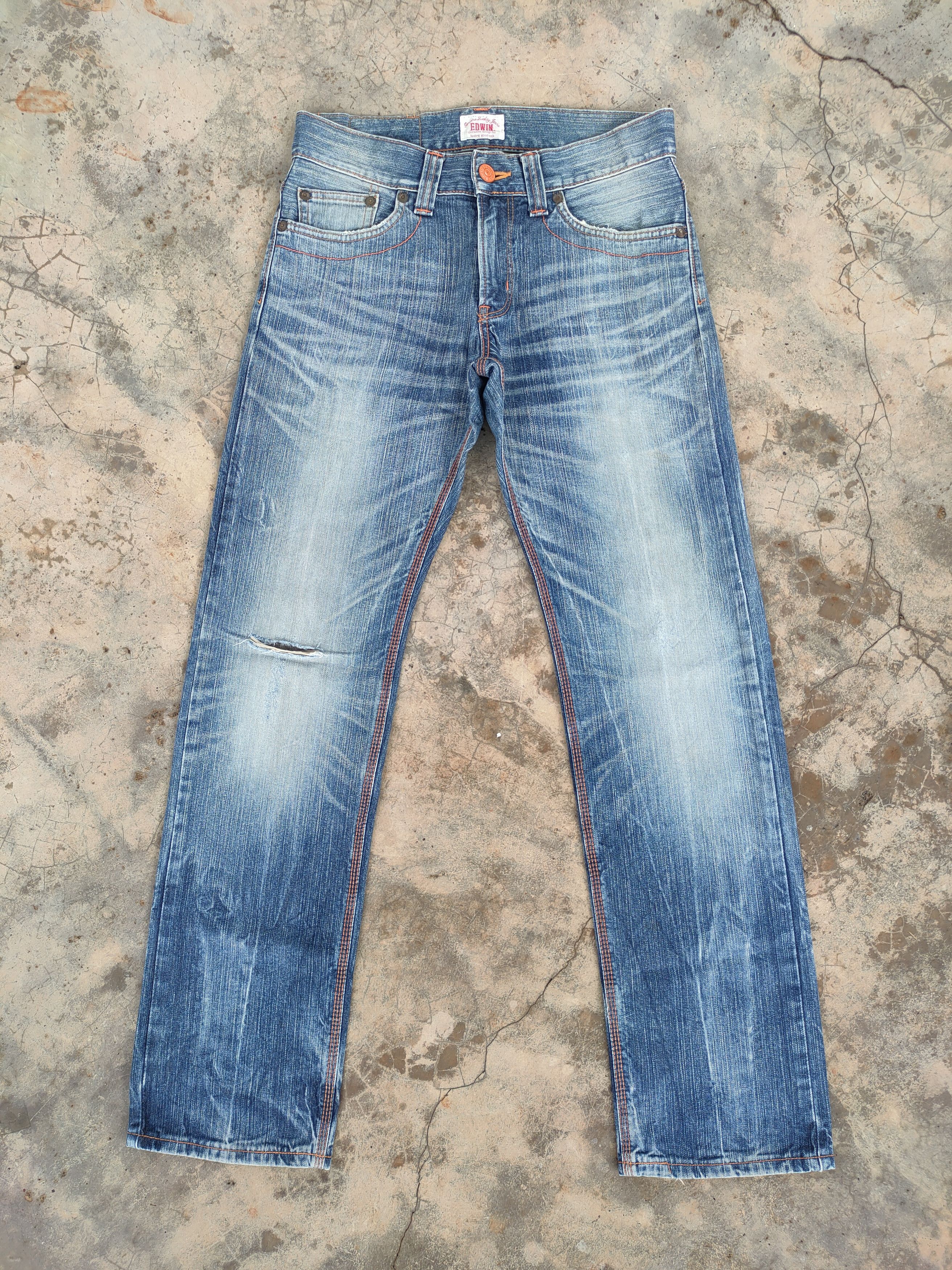 Edwin × Jean × Vintage VINTAGE EDWIN 403 XV FADED RIPPED JEANS DENIM PANTS Size US 33 - 1 Thumbnail