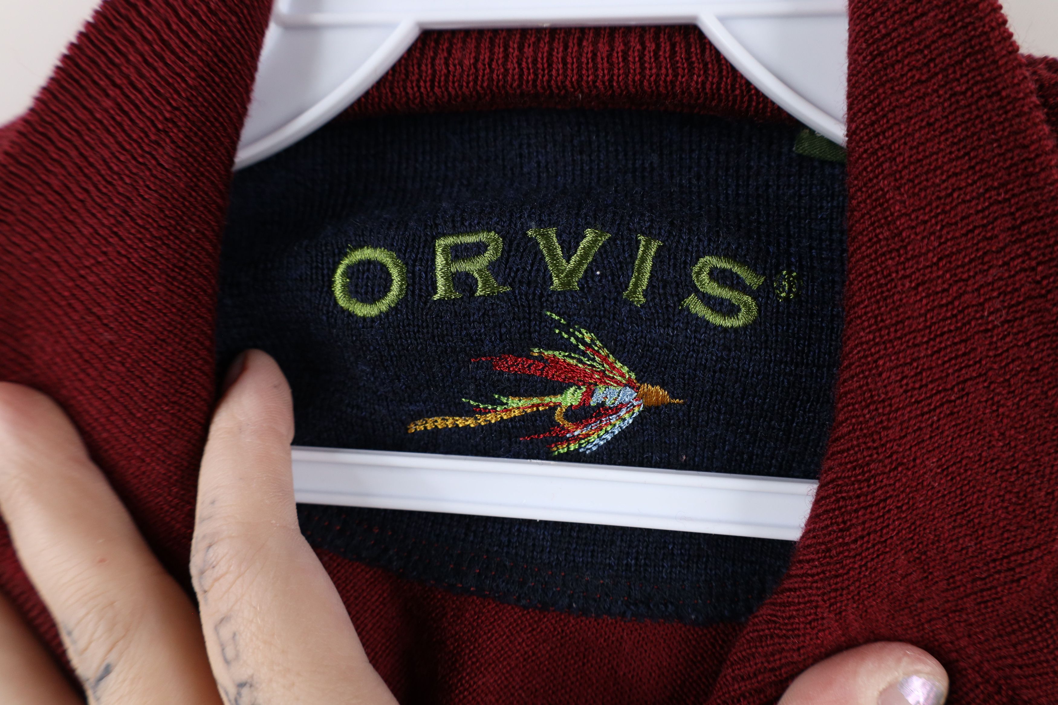 Orvis × Vintage Vintage Orvis Merino Wool Leather Trim Half Zip Sweater Size US XL / EU 56 / 4 - 7 Thumbnail