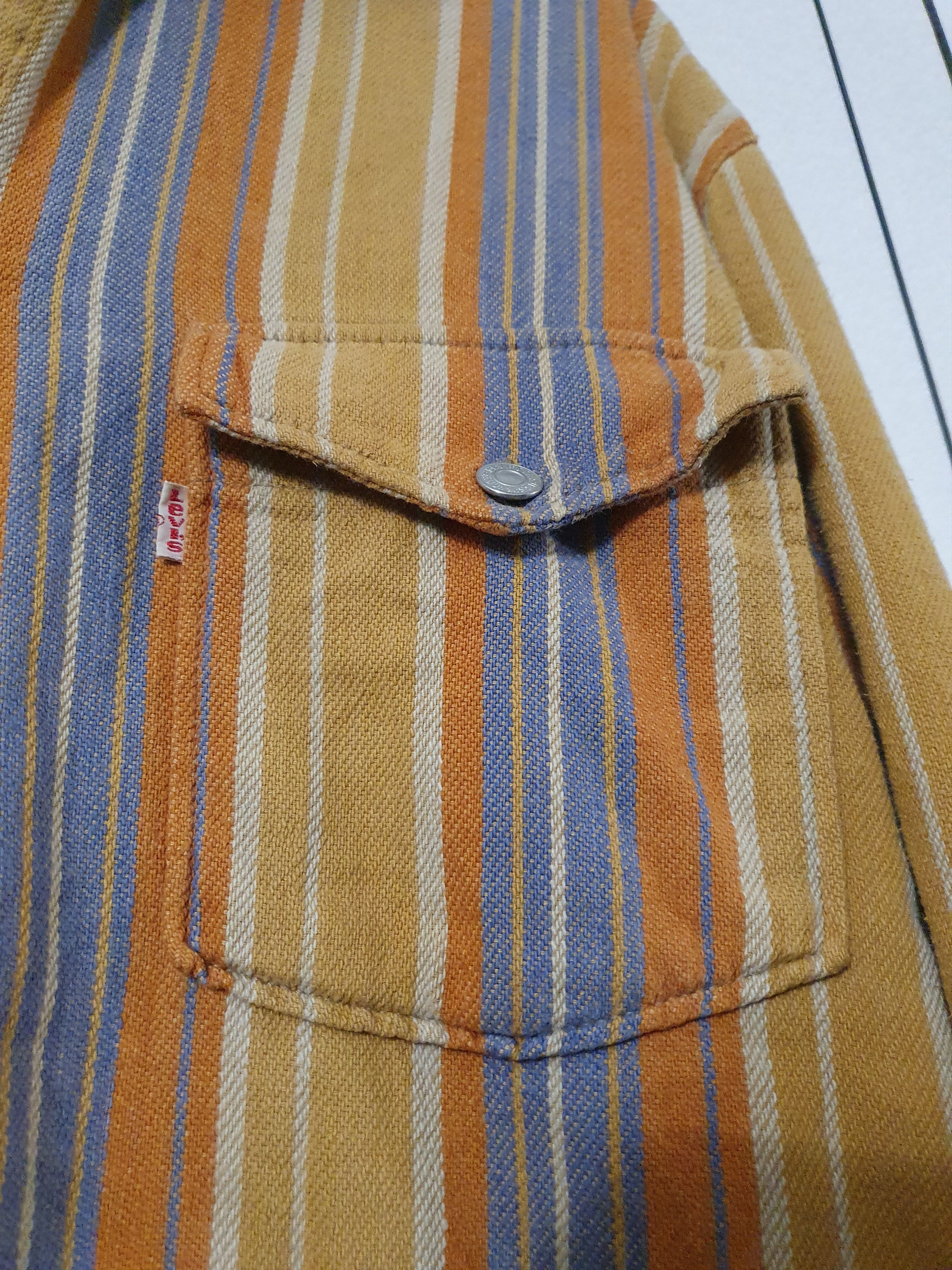 Levi's × Vintage 80's Levis Vintage Striped ZIP Double Pocket Sweatshirt Size US L / EU 52-54 / 3 - 5 Thumbnail